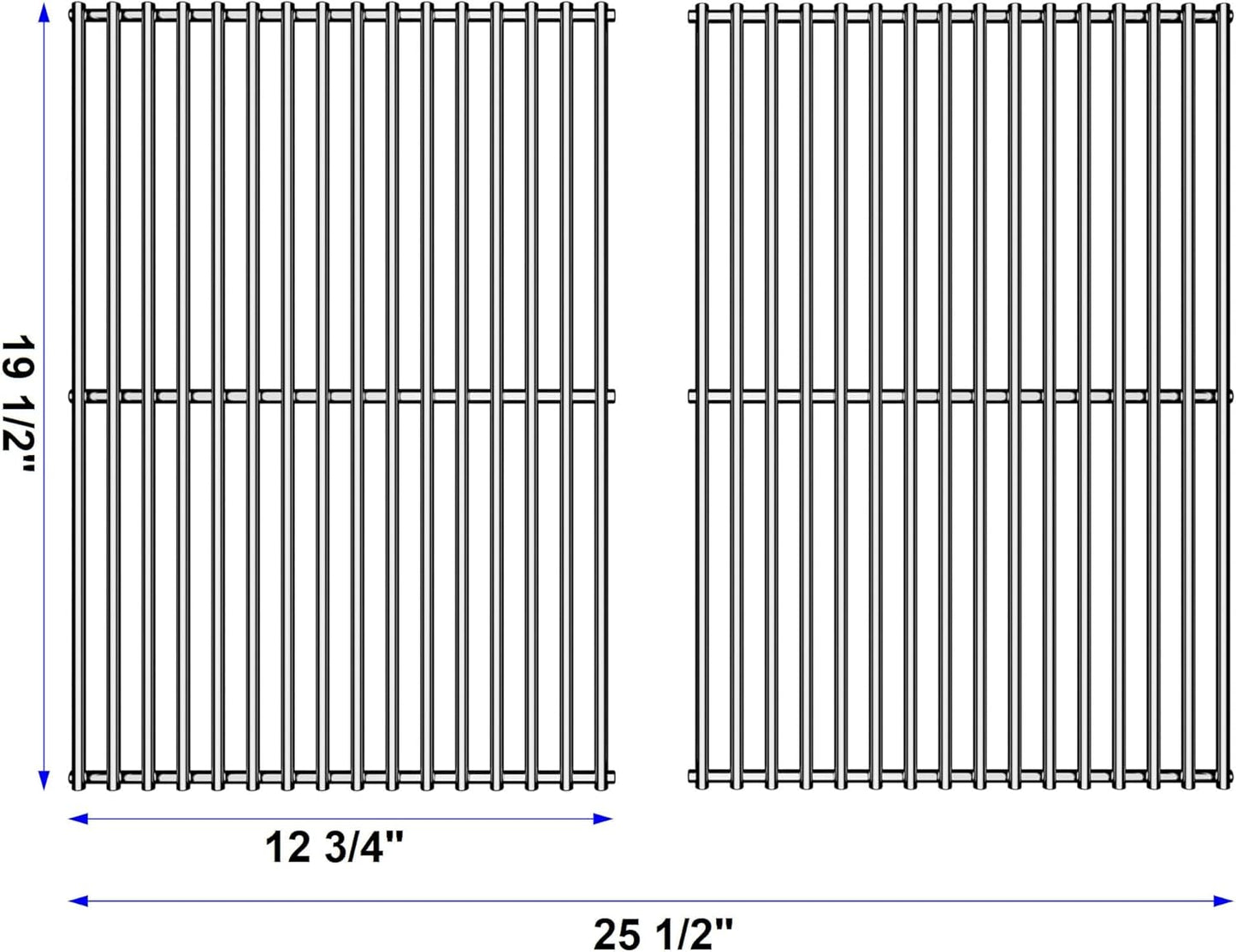19.5/17.5/17" Grill Cooking Grates Replacement for Weber Genesis 300 Series, Genesis E310 E320 S310 S320 Replacement Parts for Weber 7528/7524, 304 Stainless Steel Grids, Set of 2, 19.5 Inch