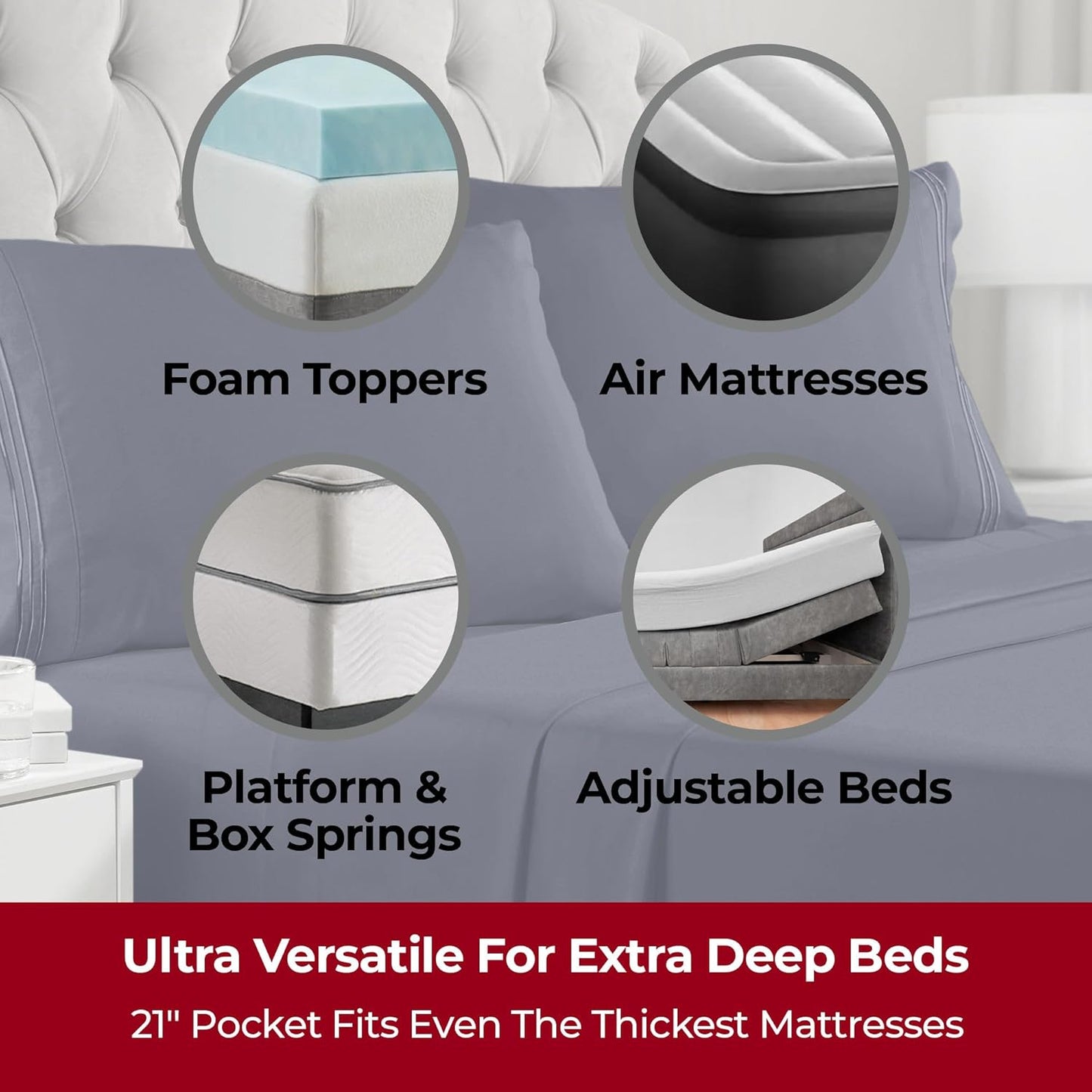 Mellanni Extra Deep Twin XL Sheets - 3 PC Iconic Collection Bedding - Hotel Luxury, Ultra Soft, Cooling Bed Sheets - Wrinkle, Fade, Stain Resistant (Twin Extra Long, Navy Blue)