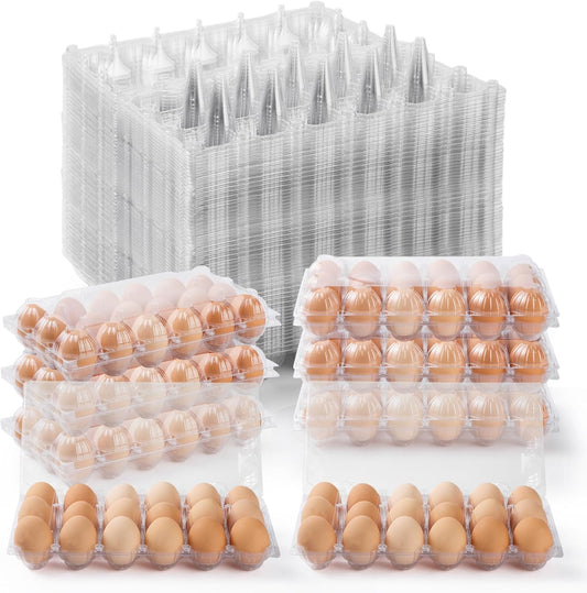 40PCS Plastic Egg Cartons 18 Count,Clear Egg Cartons Cheap Bulk for Fresh Eggs,Reusable Egg Holder for Family,Pasture,Farm Markets Display - Medium Egg Containers 3x6 Grids