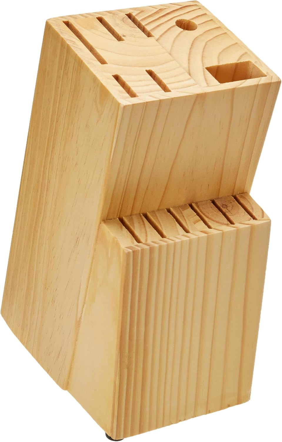 Amazon Basics 14-Piece High Carbon Stainless Steel Kitchen Knife Set with Sharpener and Pinewood Block, Black