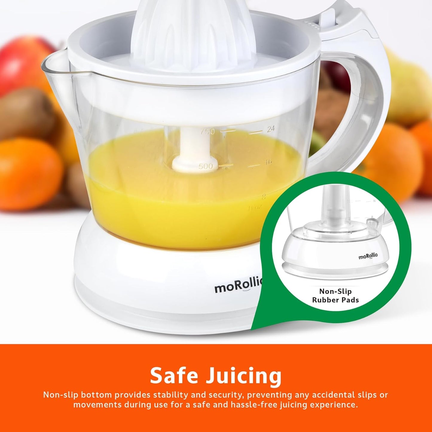 Electric Citrus Juicer, Compact Space-Saving Orange Juicer, 24oz | Adjustable Pulp Control, for Oranges, Grapefruits, Lemons and Limes
