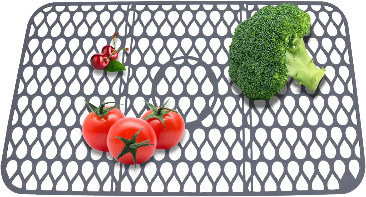 NICE DAY Sink Mat, Sink Protectors for Kitchen Sink By Better Housewares Wok Stand Strong Adsorption And Skid Resistance PVC Free Silicone Sink Mat (Extra Large: 26"x14")