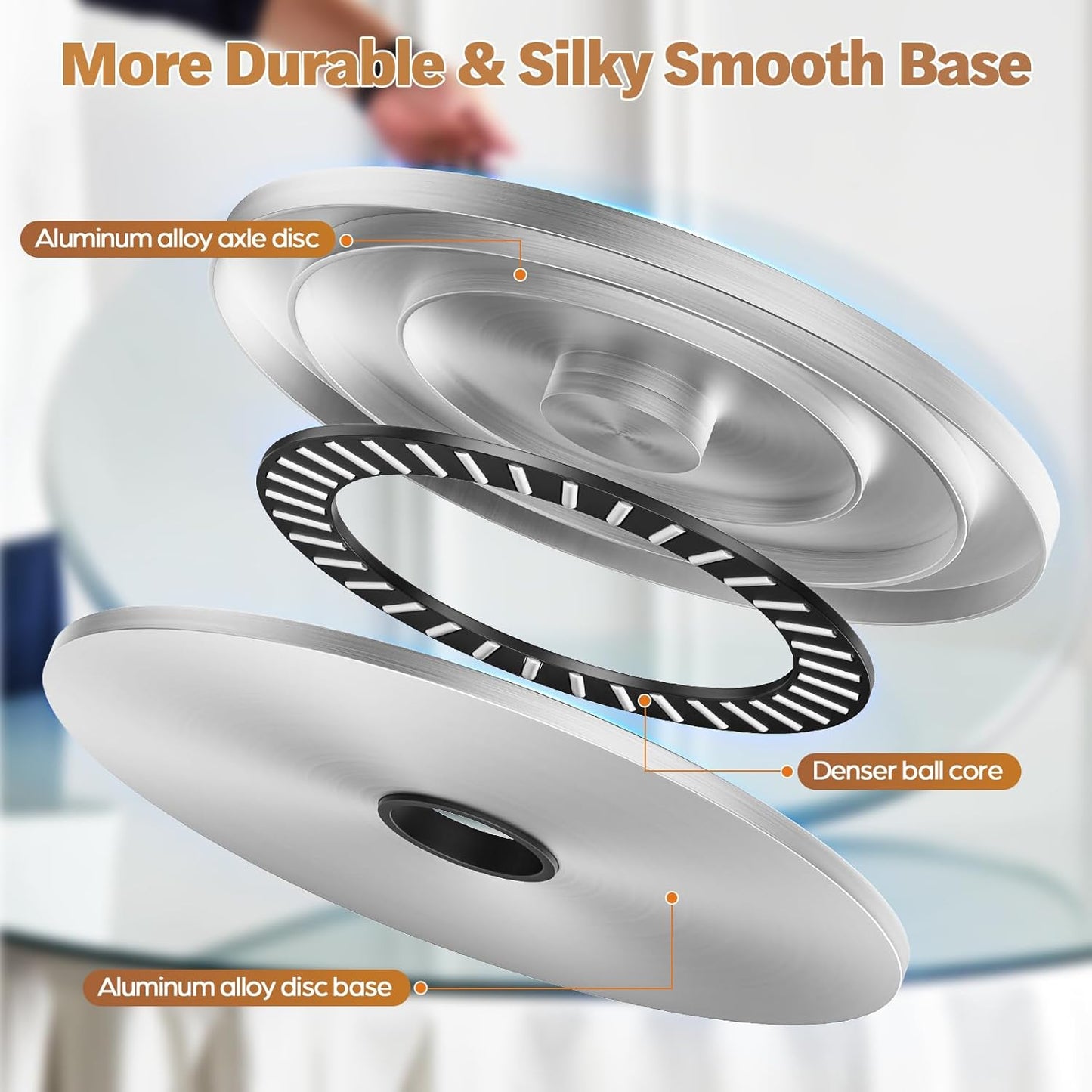 23" Glass Lazy Susan for Dining Table - Tempered Glass Round Clear Tabletop Large Rotating Tray, Silent & Smooth Spin (23inch/60cm)