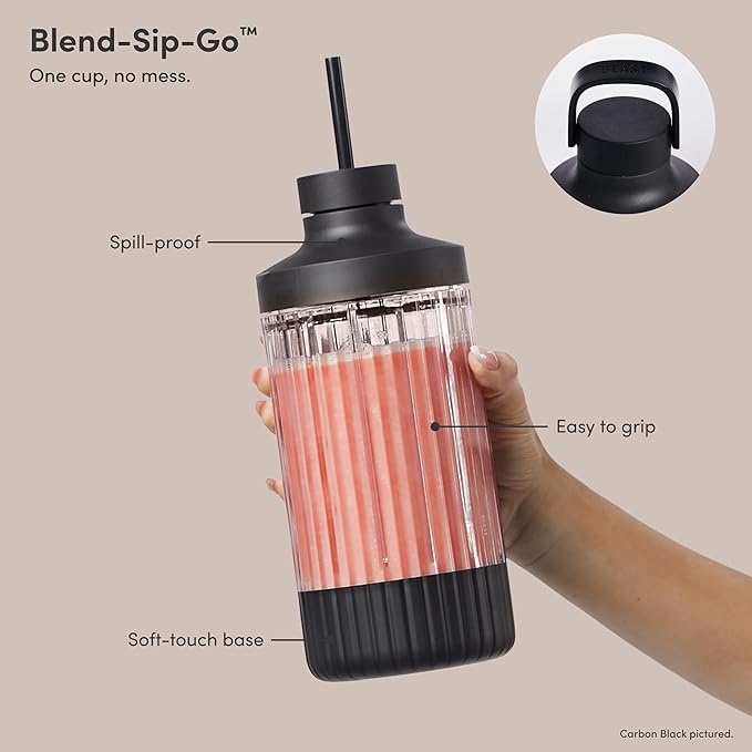 Beast Mega 1200 Plus | Premium Countertop Blender | Smoothies, Shakes, Sauces, Dips, Soups | Blends Ice and Frozen Fruit | XL Vessel | With Extra Vessels, Straw System | 1200W | (Sage, 120V)