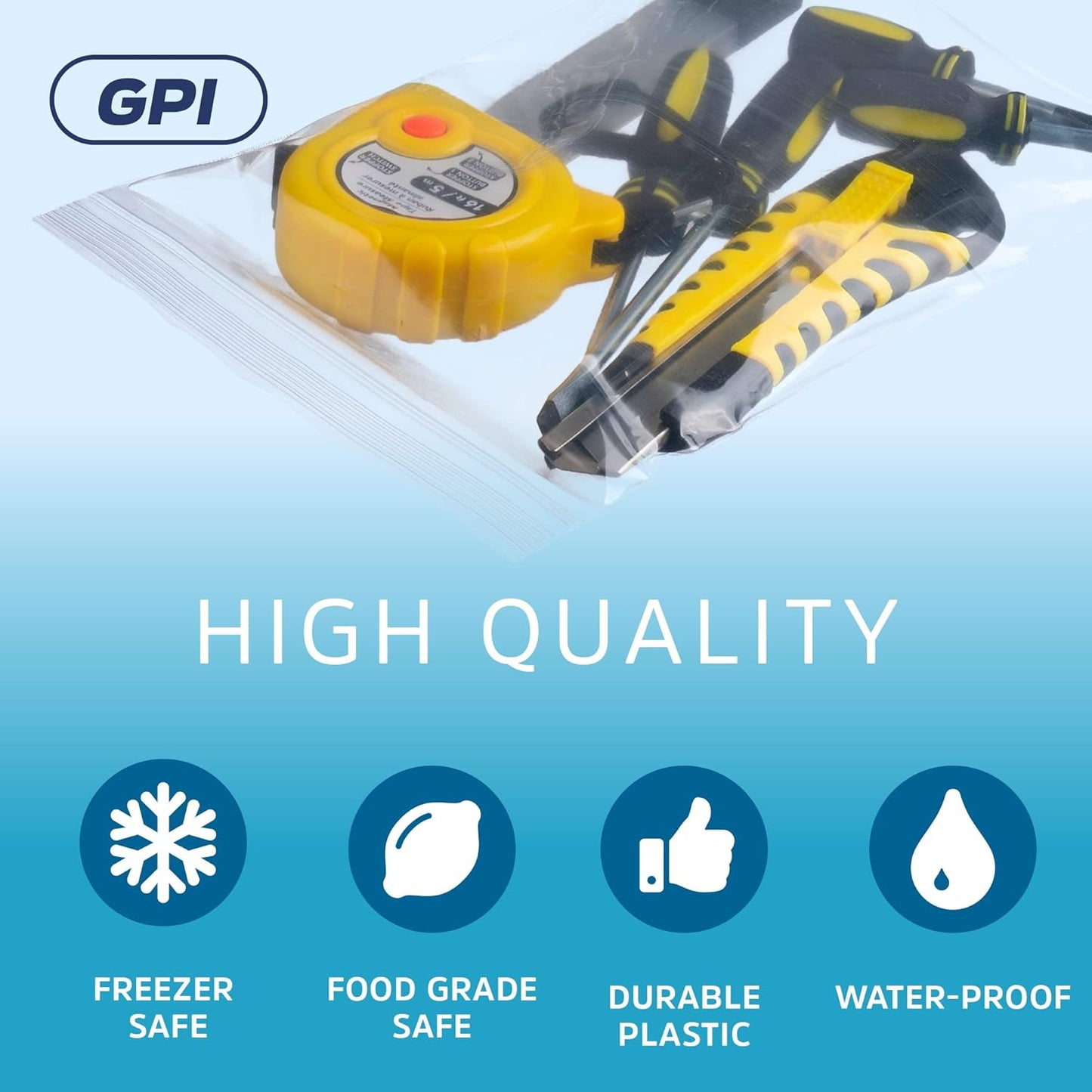 Clear Plastic Reclosable Zip Bags - Bulk GPI Pack of 200 6" x 8" 4 mil Thick Heavy Duty, Strong & Durable Poly Baggies With Resealable Zipper Lock For Travel, Storage, Packaging & Shipping.