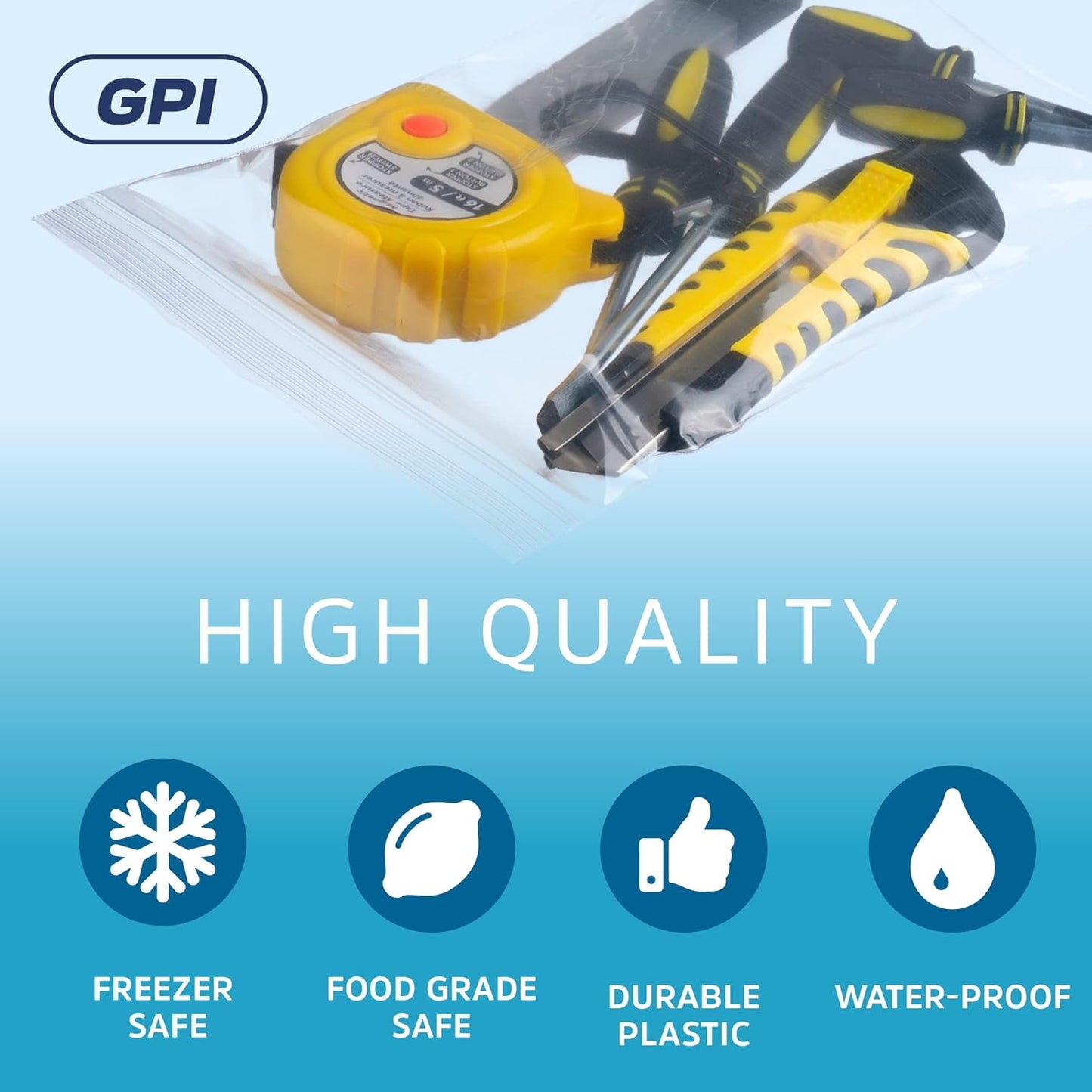 Clear Plastic Reclosable Zip Bags - Bulk GPI Pack of 100 9" x 12" 4mil Thick Heavy Duty, Strong & Durable Poly Baggies with Resealable Zip Top Lock for Travel, Storage, Packaging & Shipping.