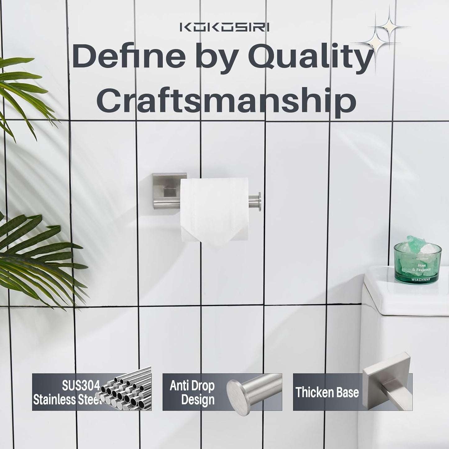 KOKOSIRI Toilet Paper Holder Tissue Paper Dispenser for Bathroom Toilet Roll Holder Wall Mounted, Brushed Nickel Stainless Steel B2008BR