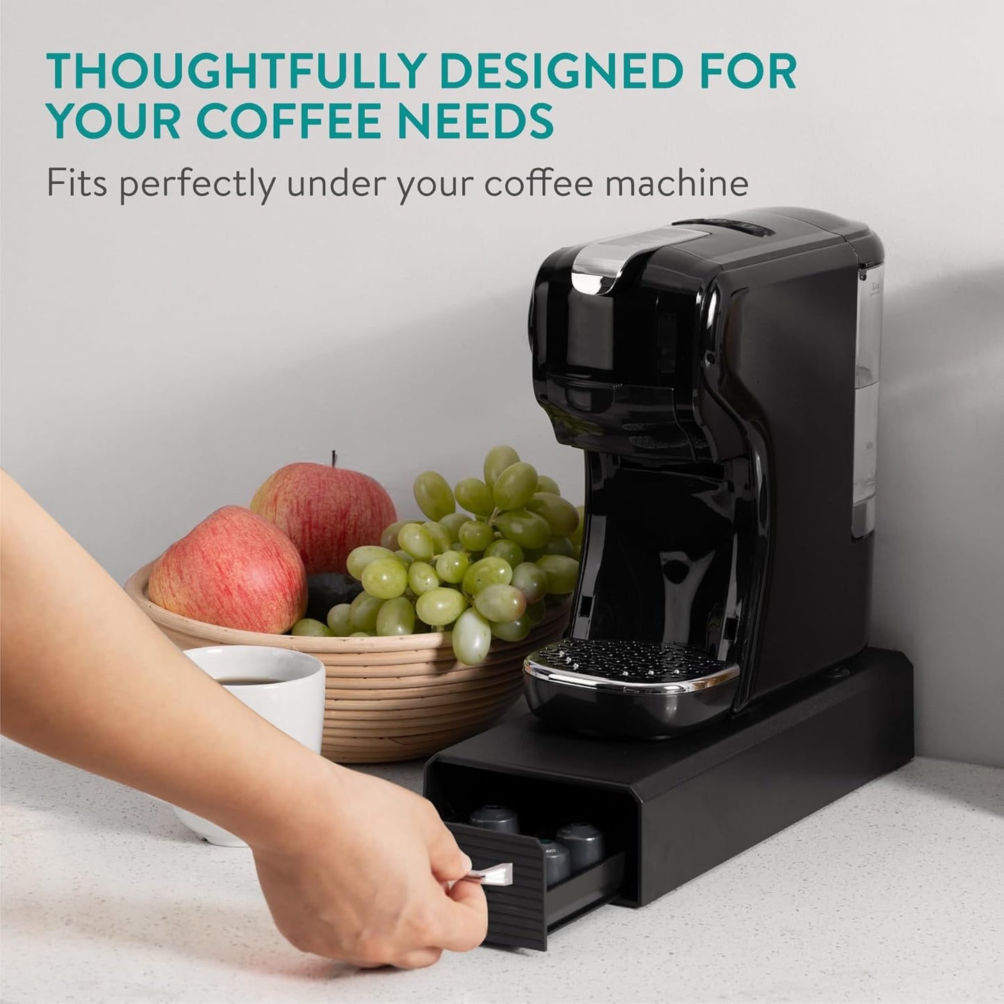 Navaris Coffee Pod Holder, Black - Compact, Space Saving Coffee Capsule Storage Holders - Durable Espresso Organiser Station - Coffee Machine Drawer Ideal for Small Kitchens