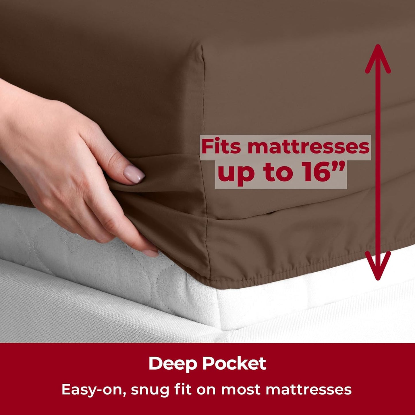 Mellanni Twin XL Sheets Set - 3 PC Iconic Collection Bedding - Hotel Luxury, Extra Soft, Cooling Bed Sheets - Wrinkle, Fade, Stain Resistant (Twin Extra Long, Brown)