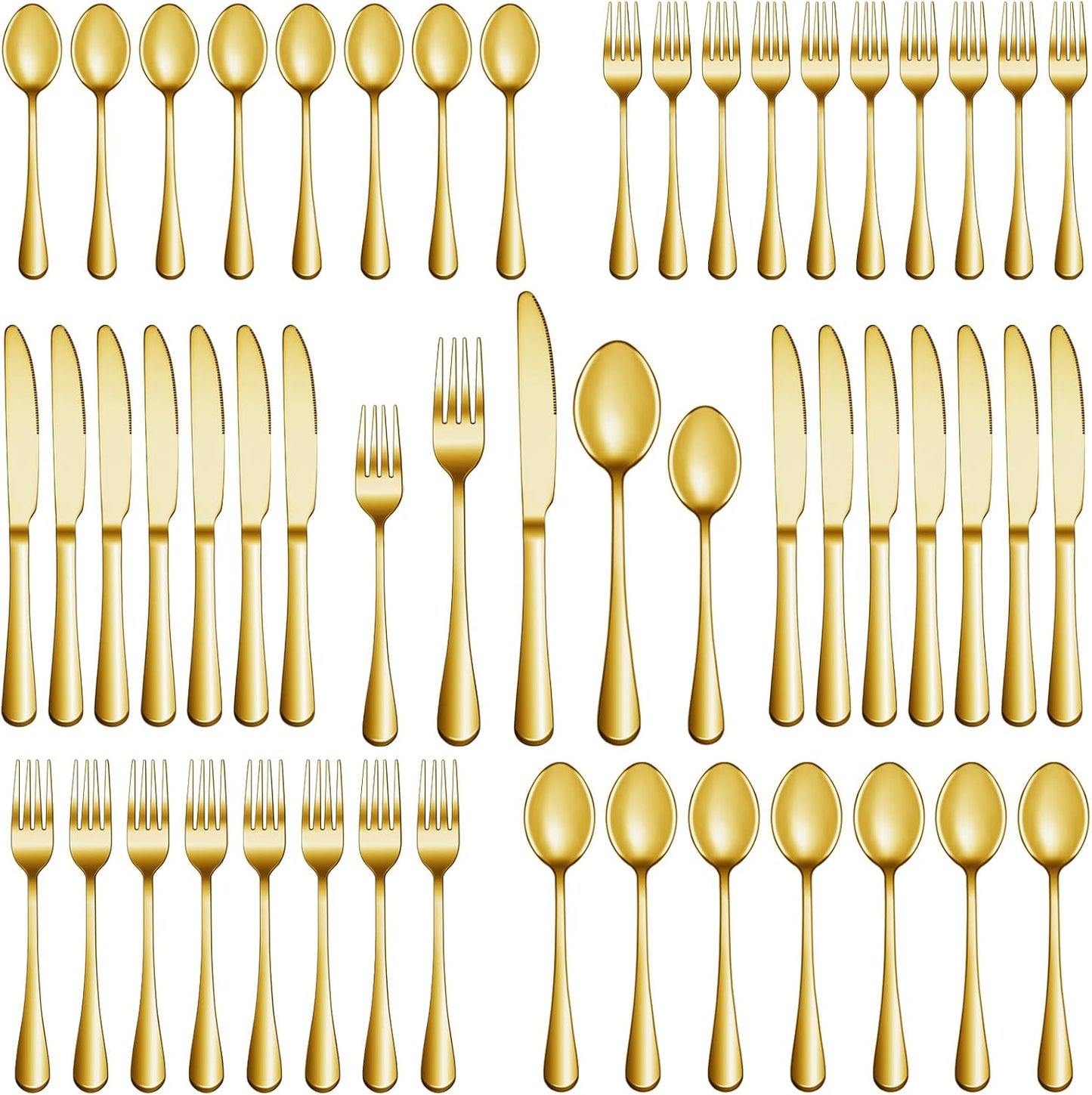 40 Pcs Gold Silverware Set Service for 8, Premium Stainless Steel Flatware Set, Cutlery Utensil Set, Durable Home Kitchen Eating Tableware Set, Include Fork Knife Spoon Set, Dishwasher Safe