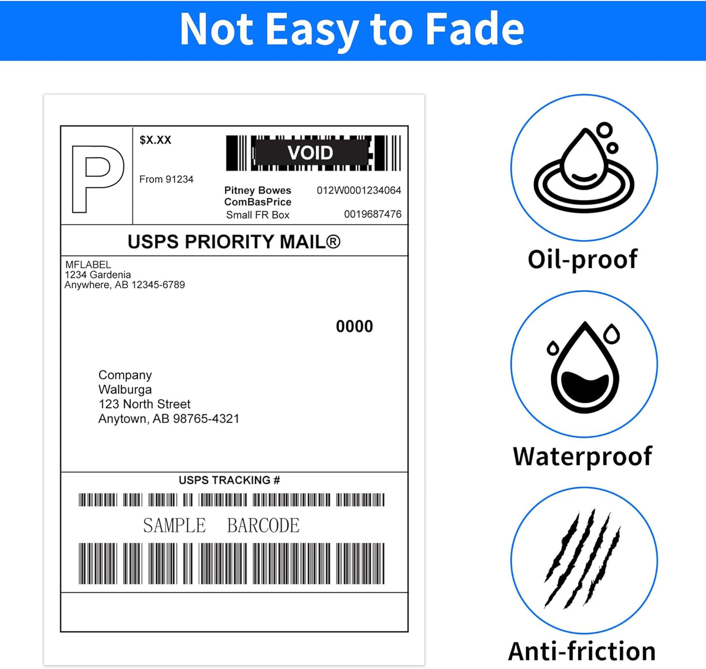FungLam 4"x6" Direct Thermal Shipping Labels, 450 Labels Per Roll, 12 Rolls,1" Core, Perforated, White Mailing Postage Shipping Label Compatible with Zebra 2844 ZP-450 ZP-500 ZP-505