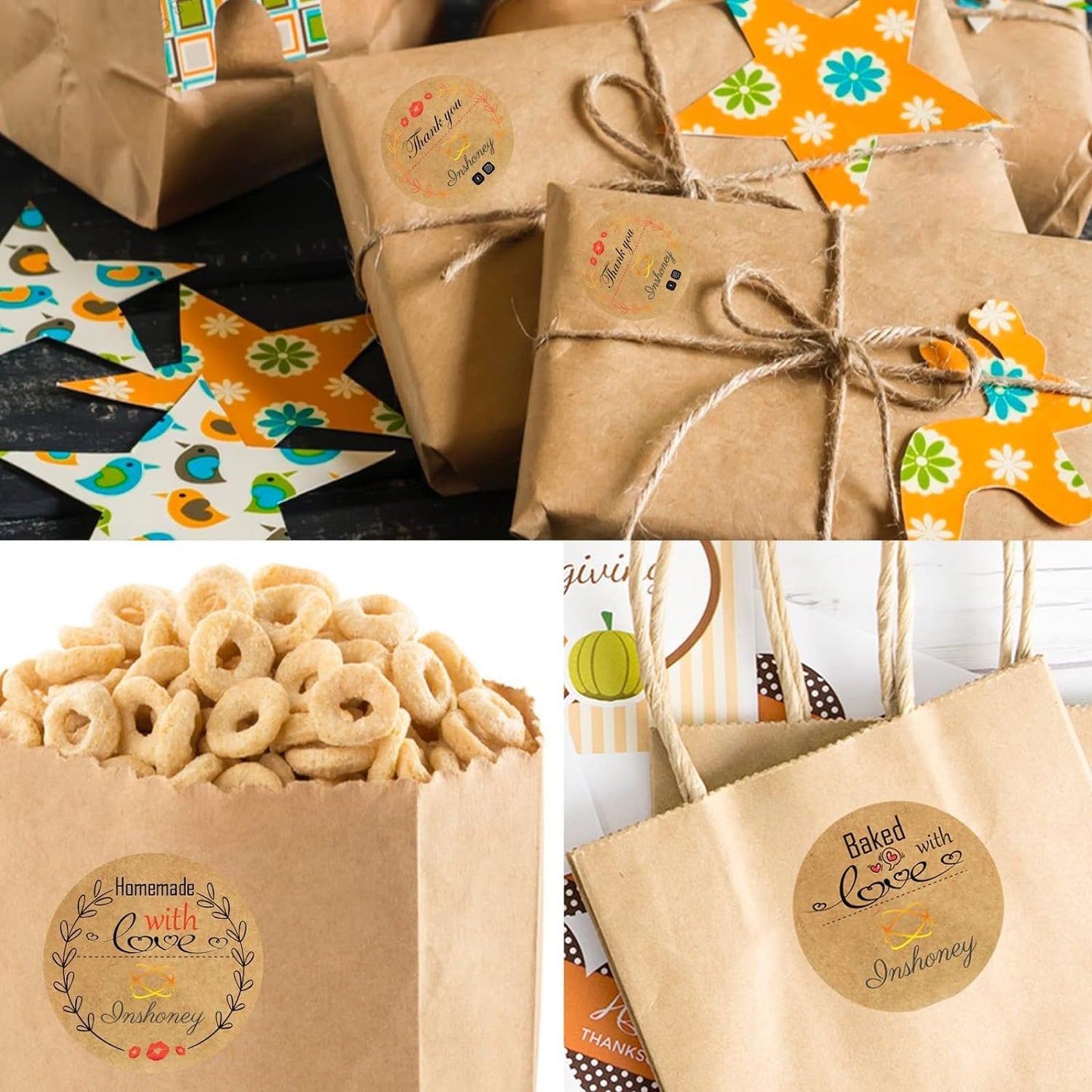 Custom Stickers Kraft Paper Labels Personalized Withe Text, Business Logo Customized Food Jars Labels Bakery Label Sticker Package Favor Canning Circle 100pcs (Style 8)