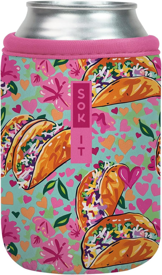 Sok It CanSok Sleeve for Beer & Soda Insulated Neoprene Cover (Taco 'Bout, 12oz Can Sleeve)