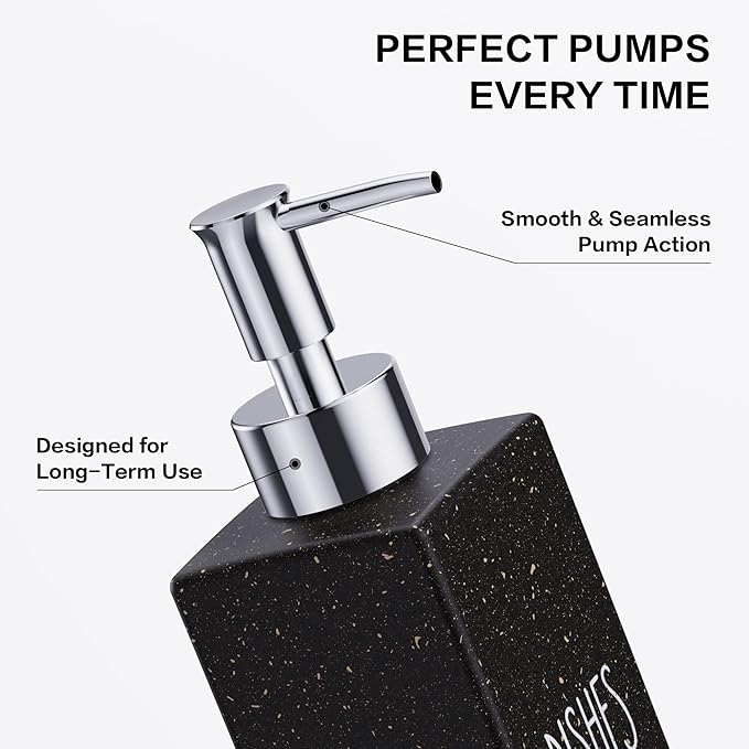 Cisily Kitchen Soap Dispenser Set with Sink Caddy, 12 Oz Glass Bottle, Hand and Dish Soap Dispenser Set with Sponge Holder (Black Sink Caddy + Black Bottle)