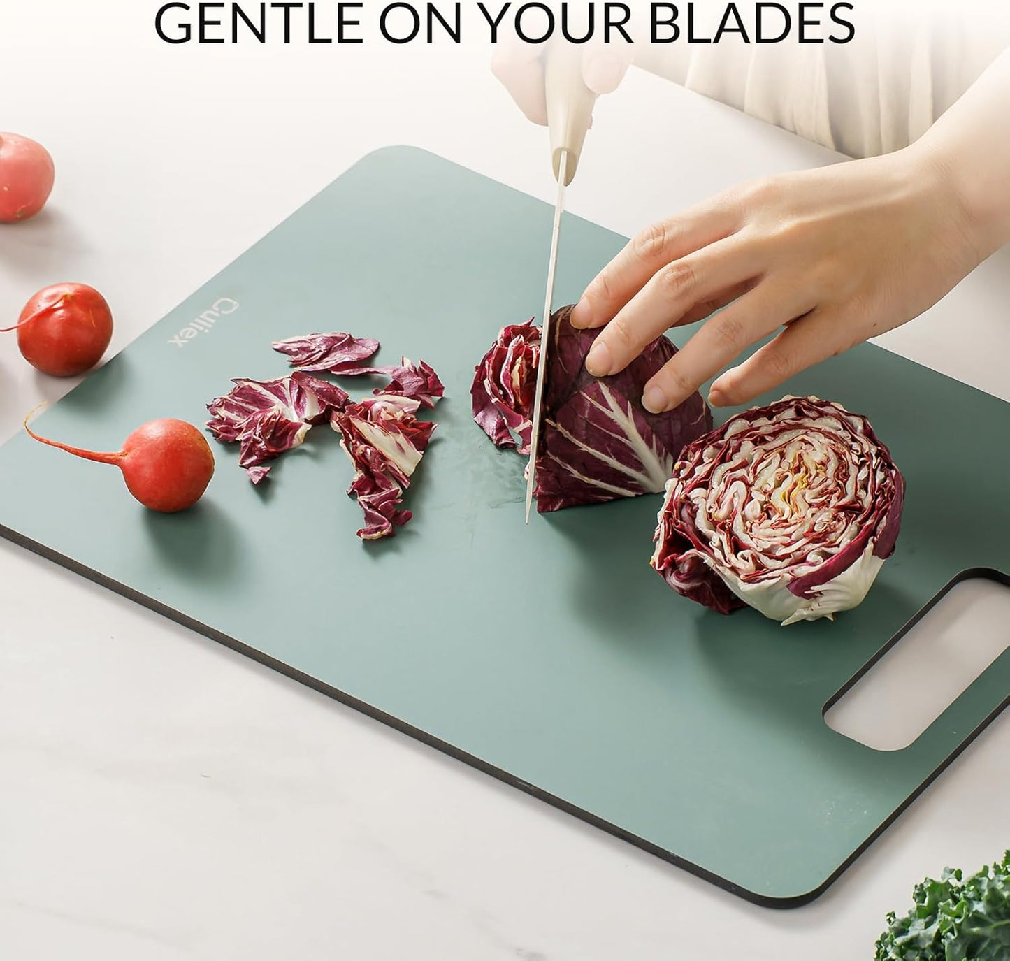 Cutting Boards for Kitchen [Set of 2], Wood Fiber Composite Cutting Board, Dishwasher Safe, Non Slip Non Toxic Chopping Board for Meat Vegetables Fruit Cheese - Green