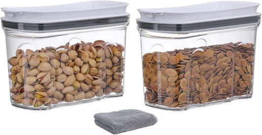 FreshKeeper Food Dispenser Set, Airtight Food Storage Container with Lid 1.5L,2PCS BPA-FREE Plastic Pantry Organization Canisters for Nuts Quinoa Coffee and More Dry Food in Kitchen
