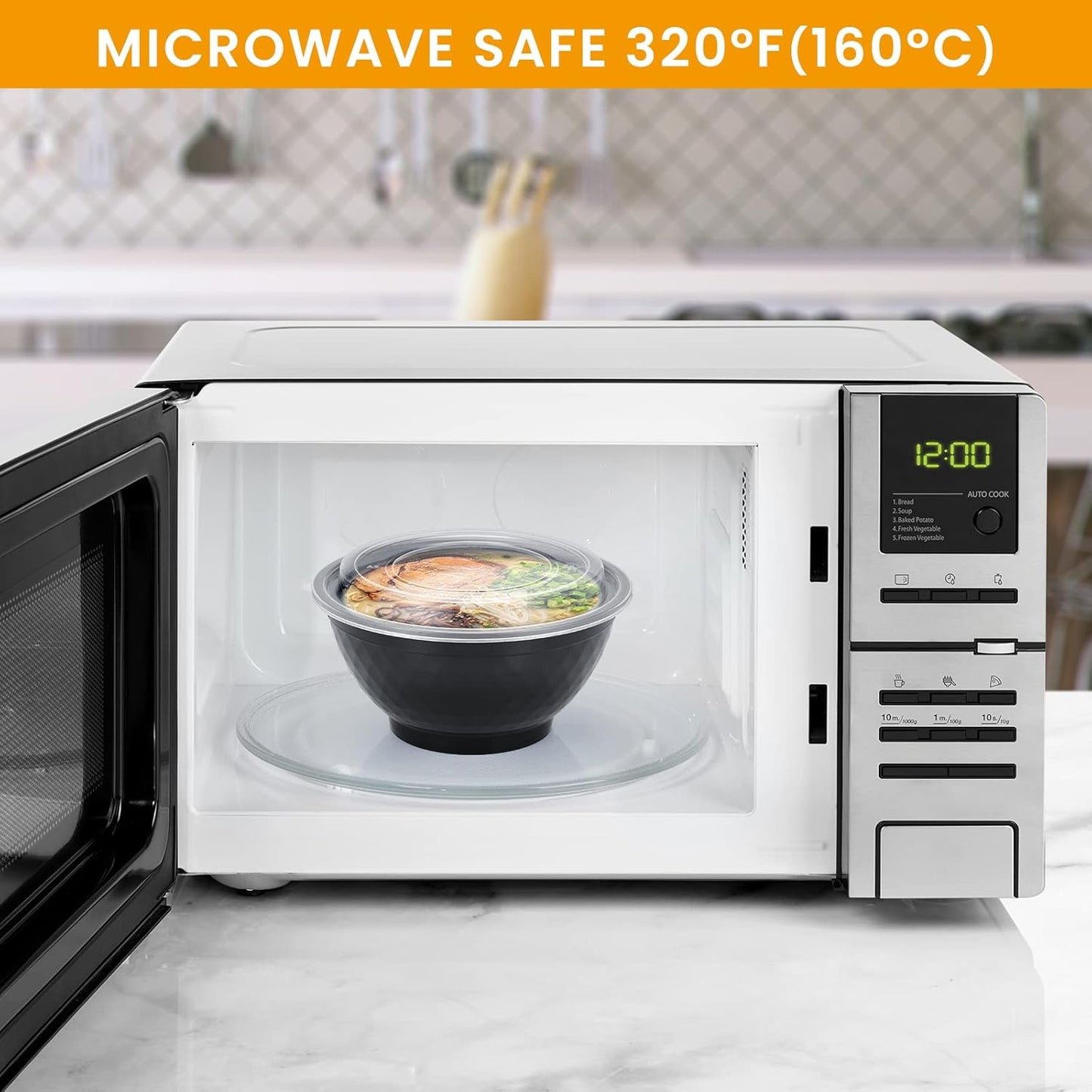 36oz Extra-Thick Meal Prep Bowls with Lids, Plastic Containers with Clear Covers for Noodles, Poke Bowl, Salad, Soup - Freezer, Microwave & Dishwasher-Safe (30Pack)