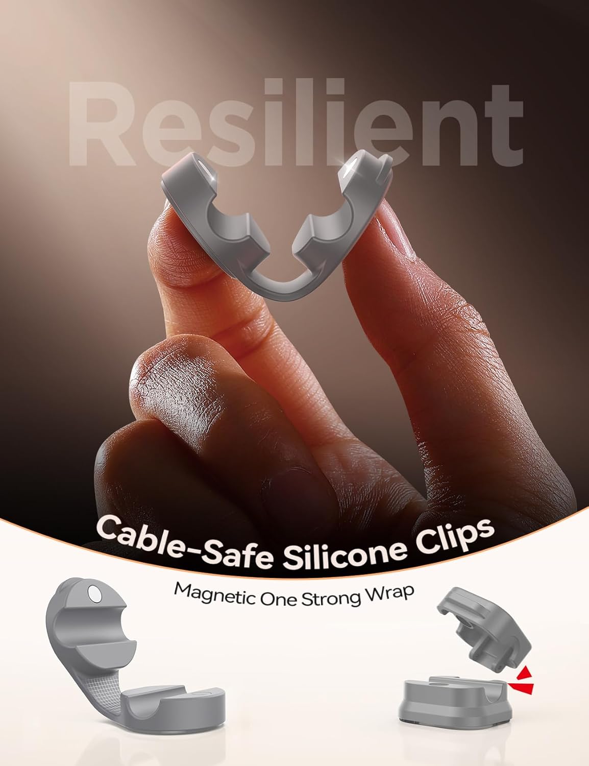 8-Pack Cord Organizer Magnetic Cable Clips, Desk Cable Management Wire Hider, FLYLEAD Silicone Cord Holder for Nightstand, Cable Organizer for Office Workspaces Desktop Organization Home Accessories