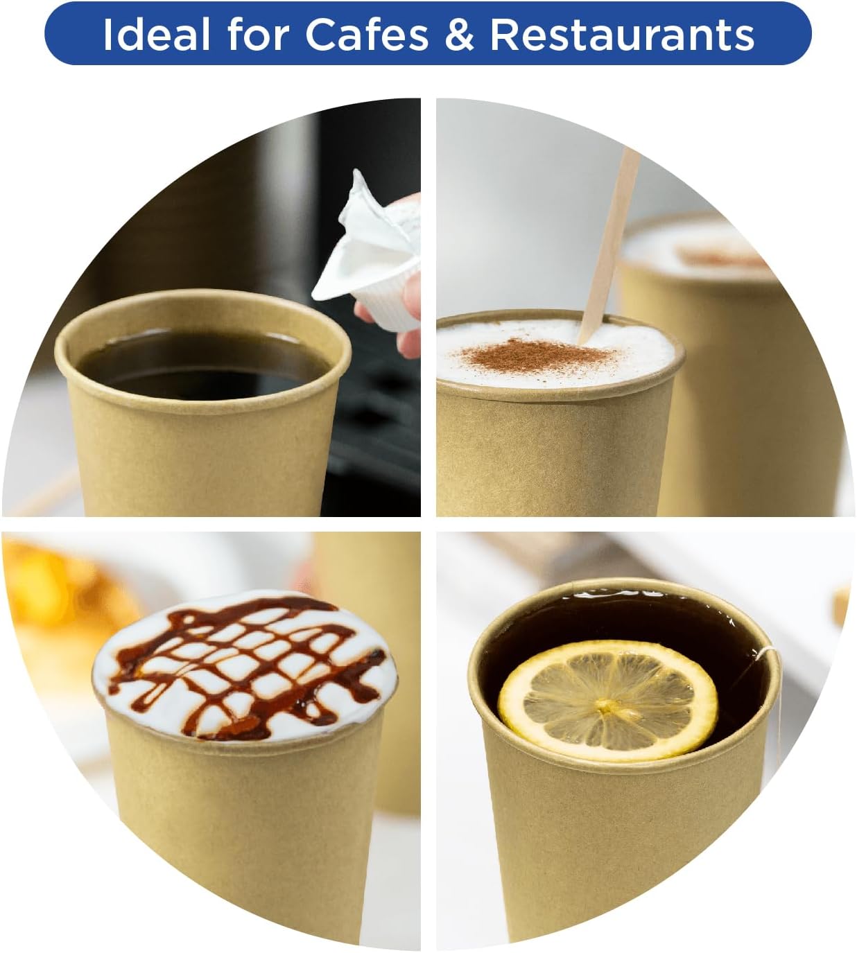 Karat 10oz Kraft Paper Coffee Cups [1,000 ct] Disposable, Leak-Resistant Double Poly-Lined Hot Cups | Ideal for Cafes & Offices, 90mm