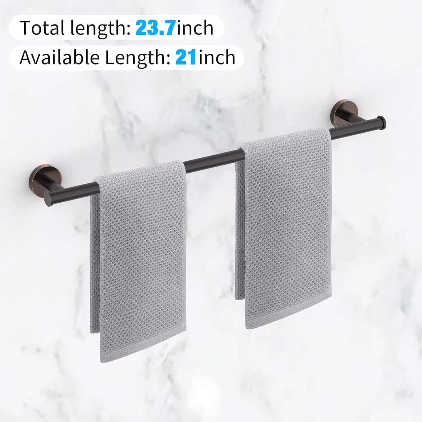 Cilee 2 Pieces Oil Rubbed Bronze Towel Bar Set, Hand Towel Holder Bathroom Hardware Set,24 Inch Towel Racks for Bathroom,Stainless Steel Wall Mount