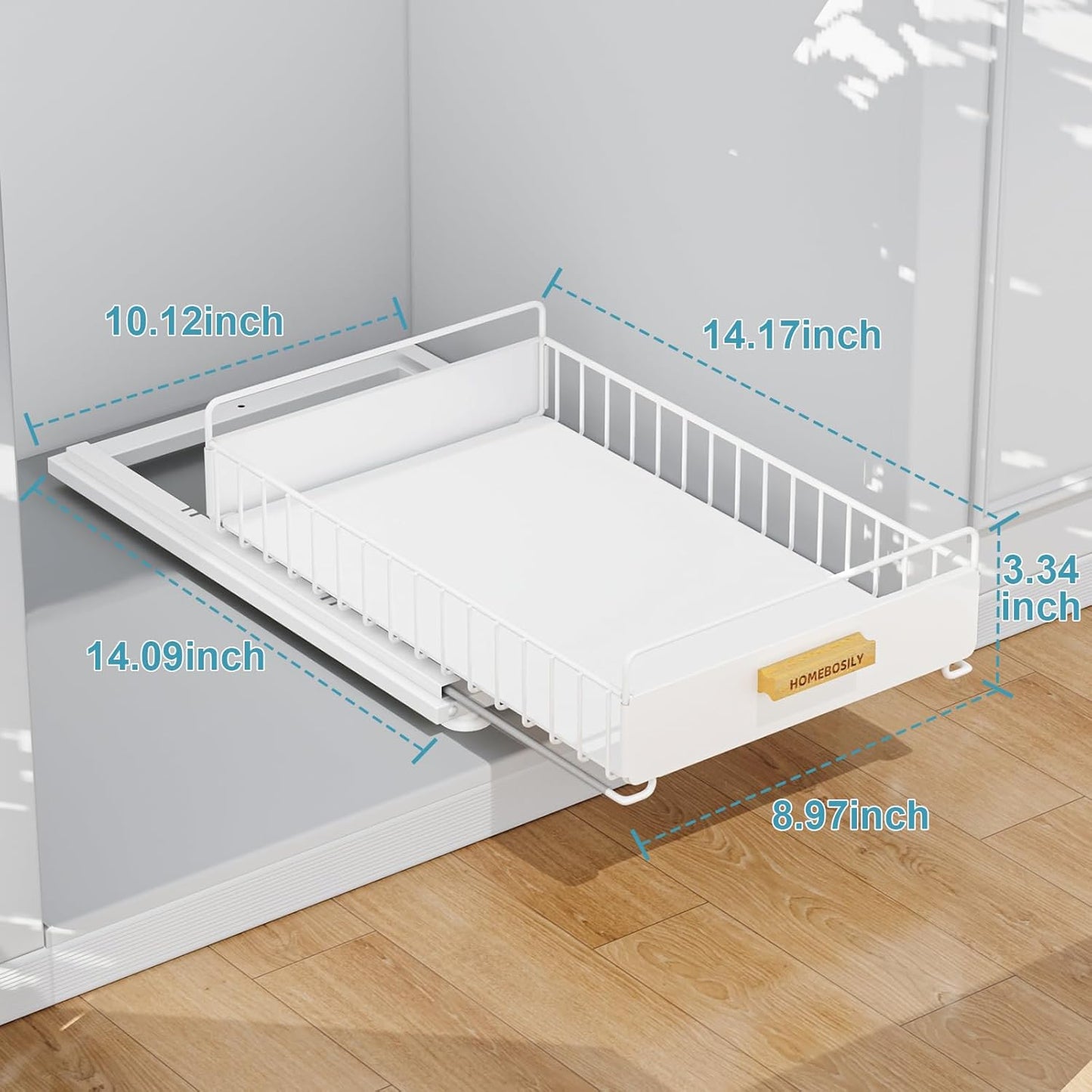 Under Sink Organizer, 2 Pack Pull Out Kitchen Cabinet Organizer, Mute Slide-Out Under Sink Organizers and Storage, Metal Kitchen Bathroom Organizers and Storage Shelves, White