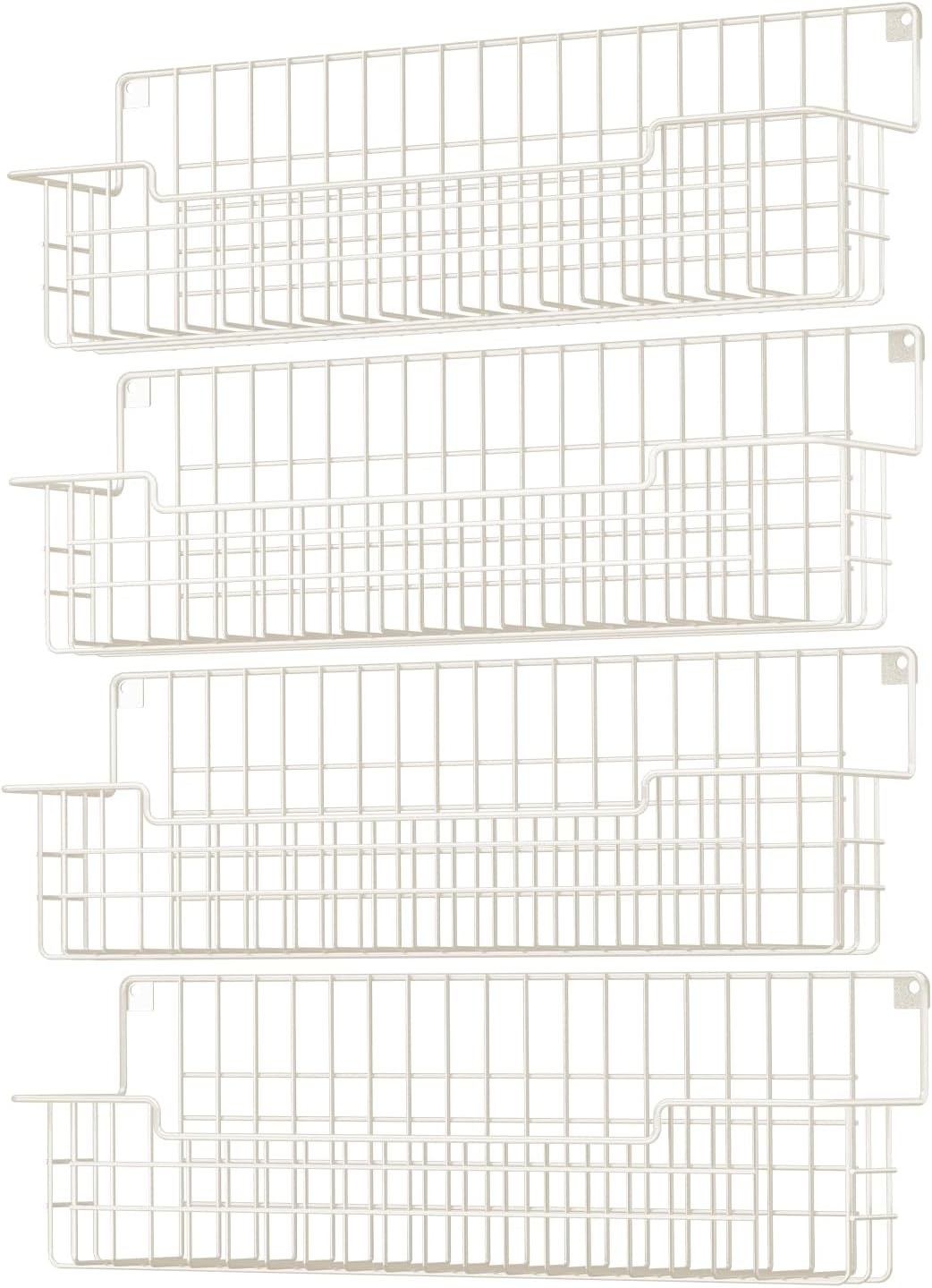 Spice Rack, 4-Pack Seasoning Organizer Wall Mounted for Kitchen Storage Organization, Metal Spice Holder Shelf for Cabinet, Pantry, White