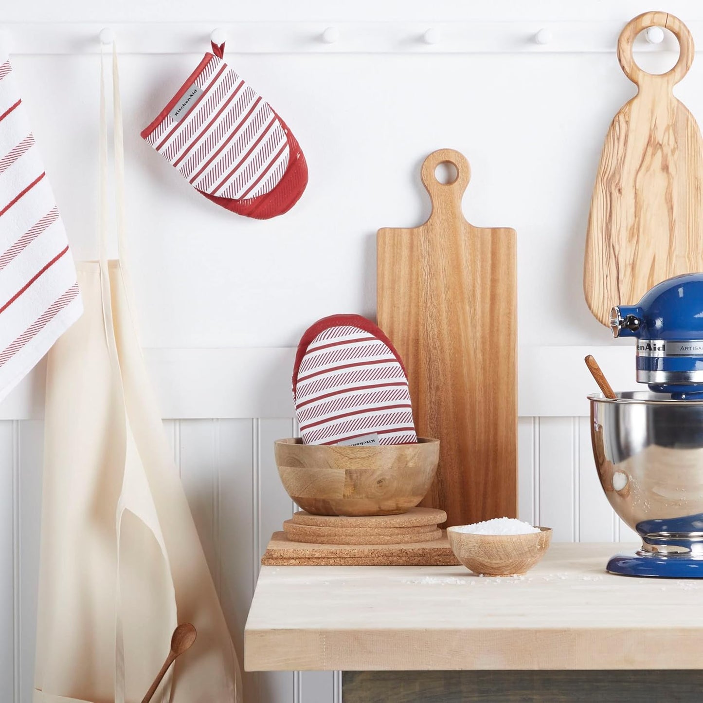 KitchenAid Albany Mini Oven Mitt 2-Pack Set, Passion Red, 5.5"x8"