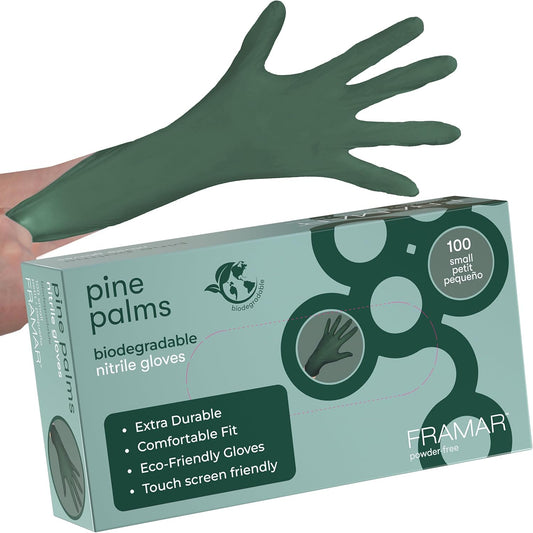 FRAMAR Green Gloves Disposable Latex Free – Powder Free Nitrile Gloves Small, Disposable Rubber Glove Small Nitrile Biodegradable Glove – 100 Pk