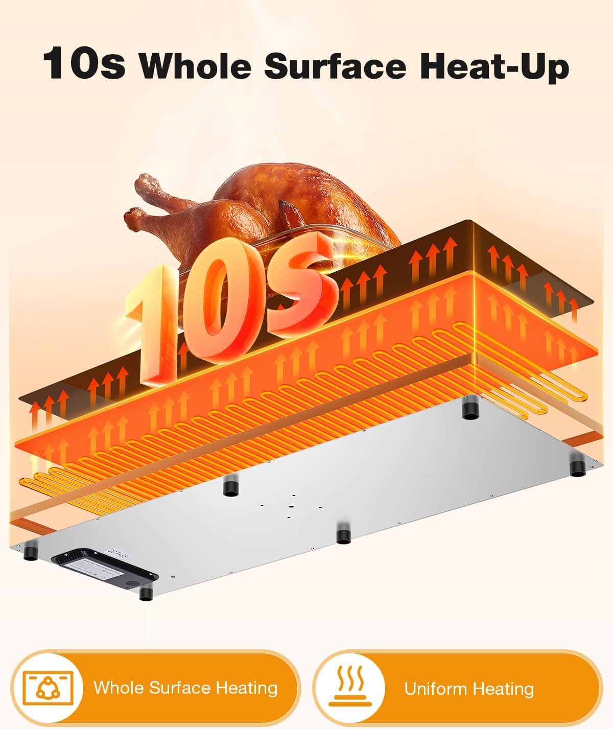 Electric Warming Tray (40''×12''), Adjustable Temperature, 10s Full Surface Heating, Smart Scheduling + Timer, Intelligent Digital Display, Food Warmer for Parties, Buffet, Home Use