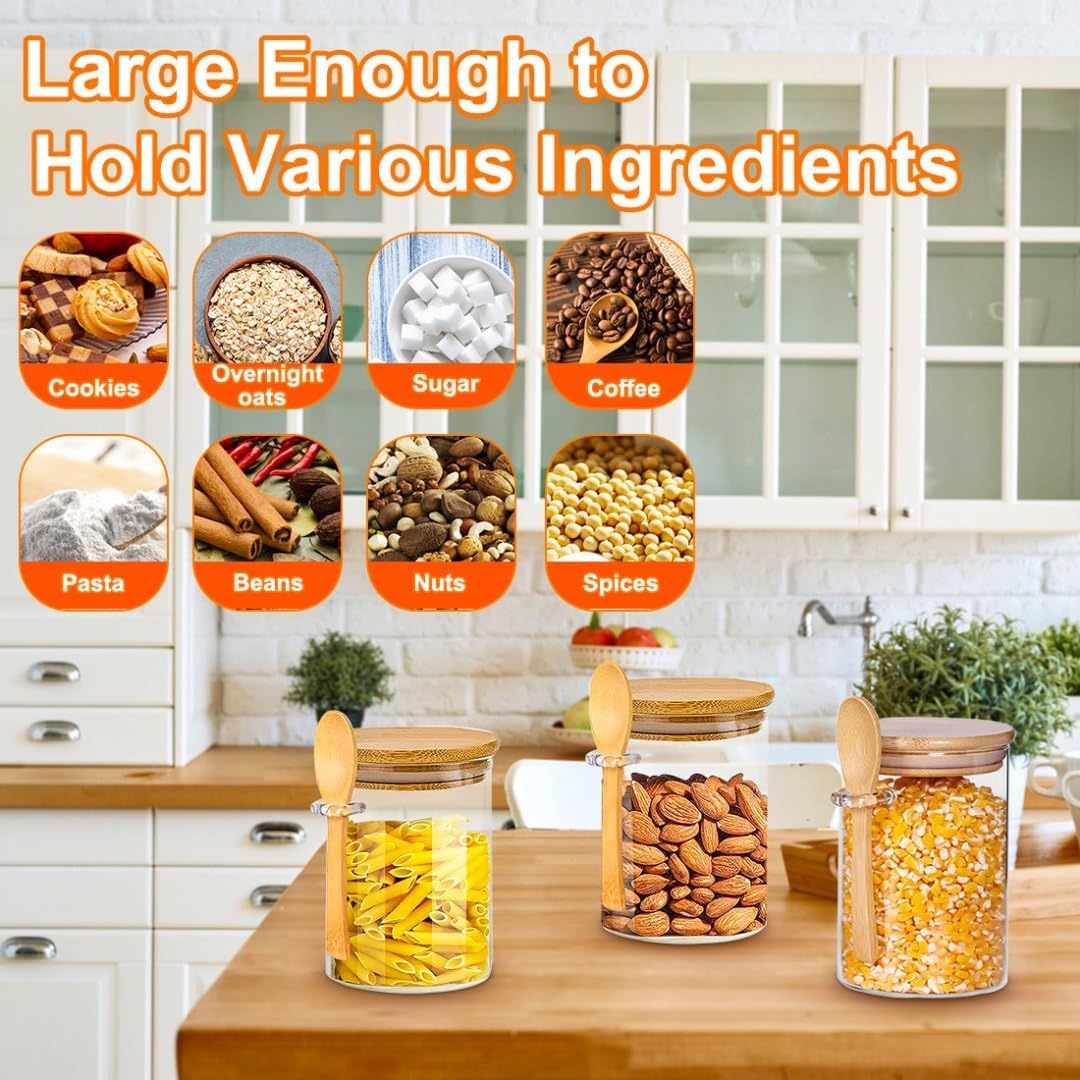 2-Pack 18.5oz Airtight Glass Meal Prep Containers with Lids – Overnight Oats Jars for Coffee, Nuts, Candy, Chia Seed Sugar & Pudding | Leakproof Borosilicate Glass Food Storage Jars