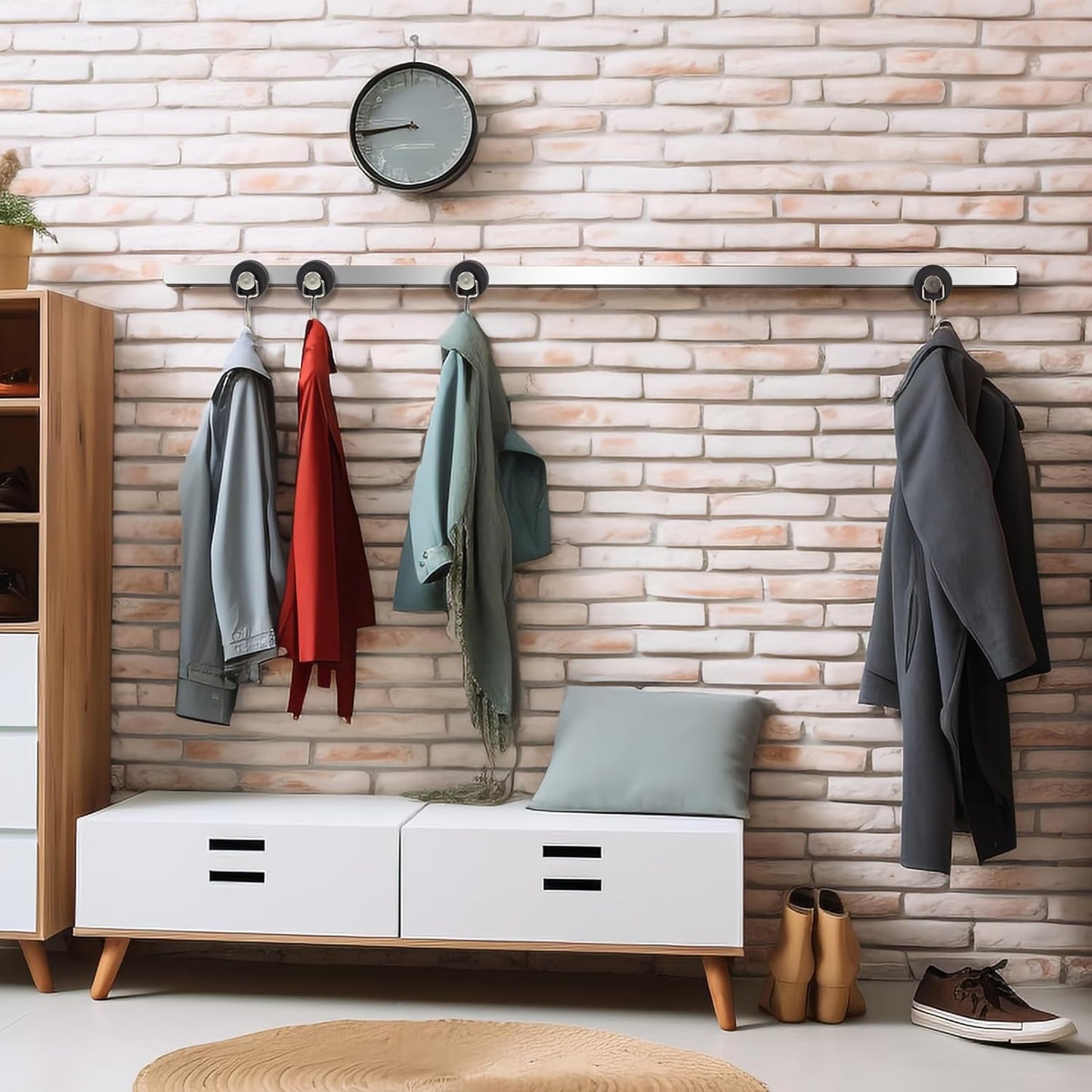 Rubber Coated Magnetic Hooks for Cruise Ship Cabin,Kitchen,Garage,Classroom and Office Waterproof Heavy Duty Metal Hangers with Increased Friction and Anti-Scratch Protection(6, Sliver)