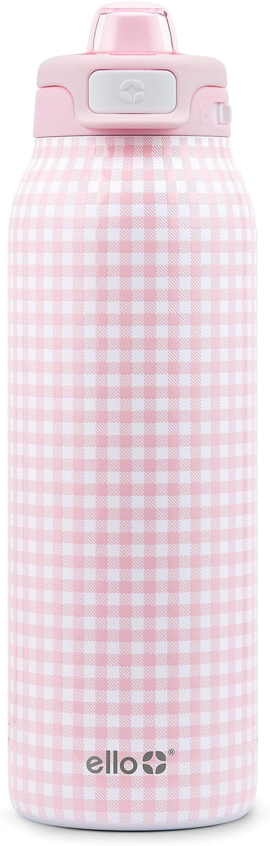 Ello Pop & Fill Stainless Steel Water Bottle with Quick Fill Technology, Double Walled Vacuum Insulated Metal, Leak Proof Locking Lid, Sip & Chug, BPA Free, Holiday Gift for Him Her, 22oz, 32oz, 40oz