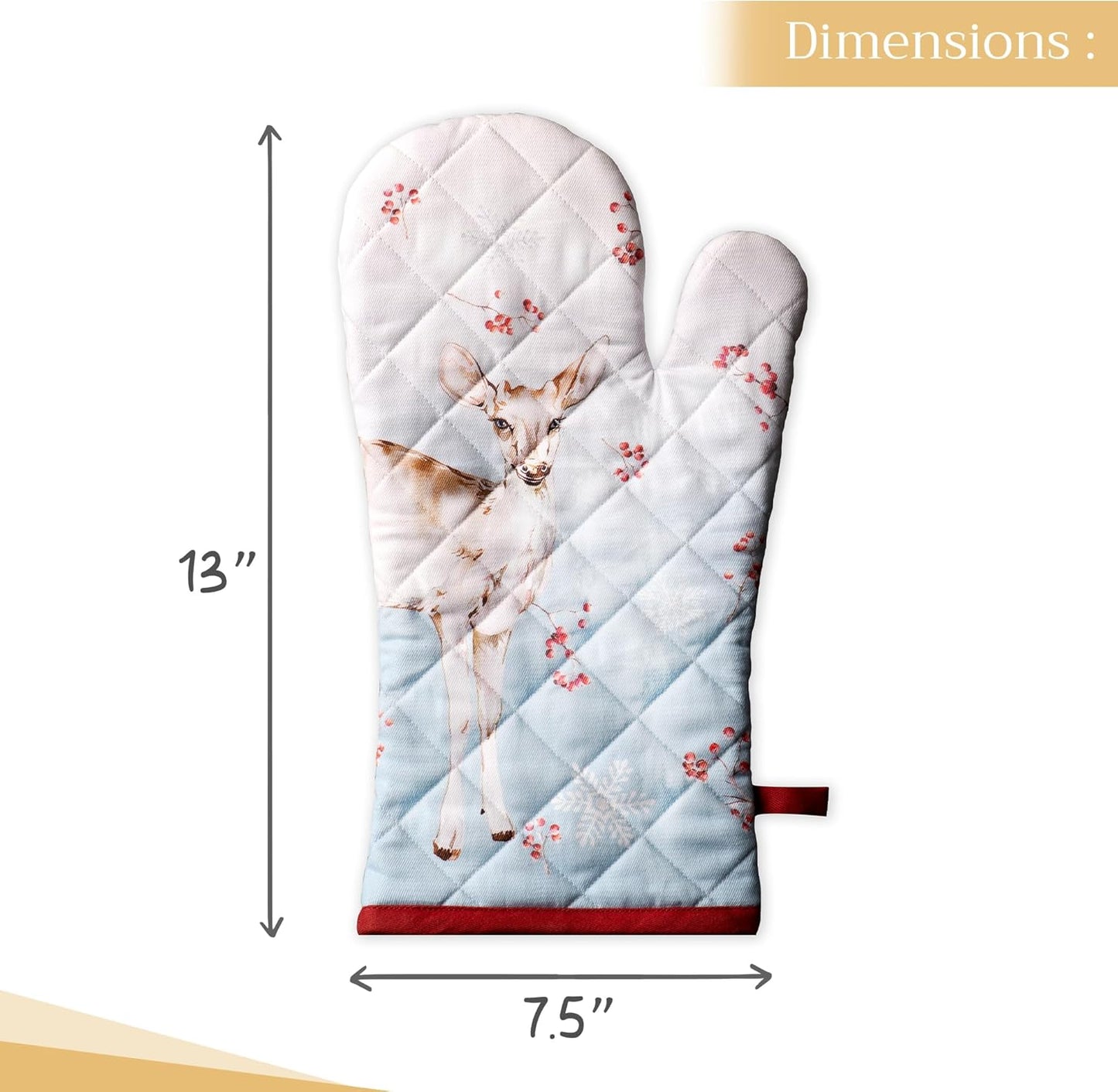 Maison d' Hermine Oven Gloves 100% Cotton Oven Mitt 7" x 13" with Loop Heat Resistant, BBQ, Cooking Gloves, Baking, Grilling, Kitchen, Handling Hot Pans (Pack of 1, Fairytale Forest)