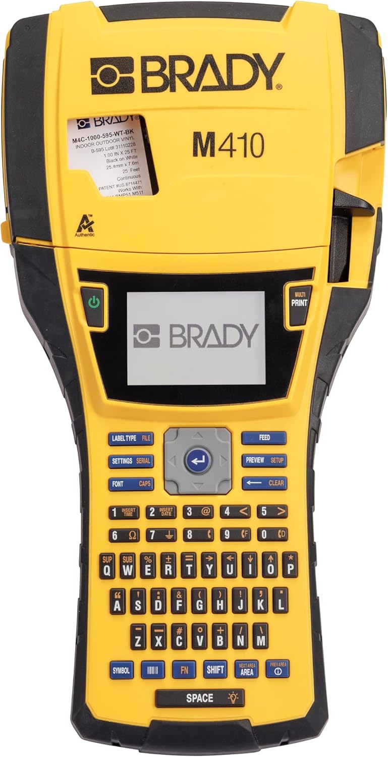 Brady M410 Handheld Portable Label Printer Kit with Safety and Facility ID Software, Carrying Case, Rechargeable Battery and Charger, Magnetic and Utility Holders, 11.5" H x 6" W x 3.5" H