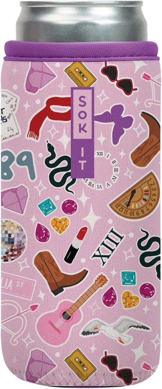 Sok It CanSok Sleeve for Beer & Soda Insulated Neoprene Cover (On Tour, 12oz Slim Can Sleeve)