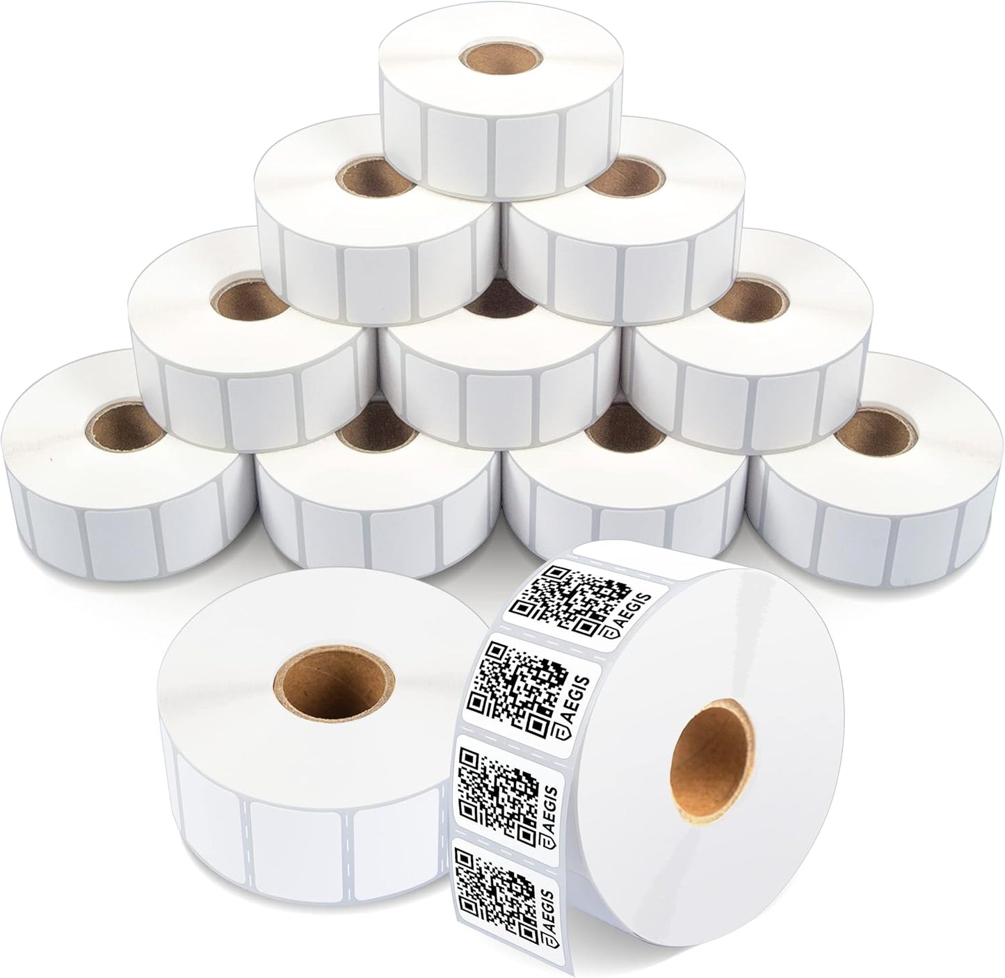 Aegis Adhesives - 1.2” X 0.85” Direct Thermal Multipurpose Labels for Return Address, QR Barcodes, Perforated & Compatible with Zebra Desktop Printers - NOT Rollo Compatible (12 Rolls, 1500/Roll)