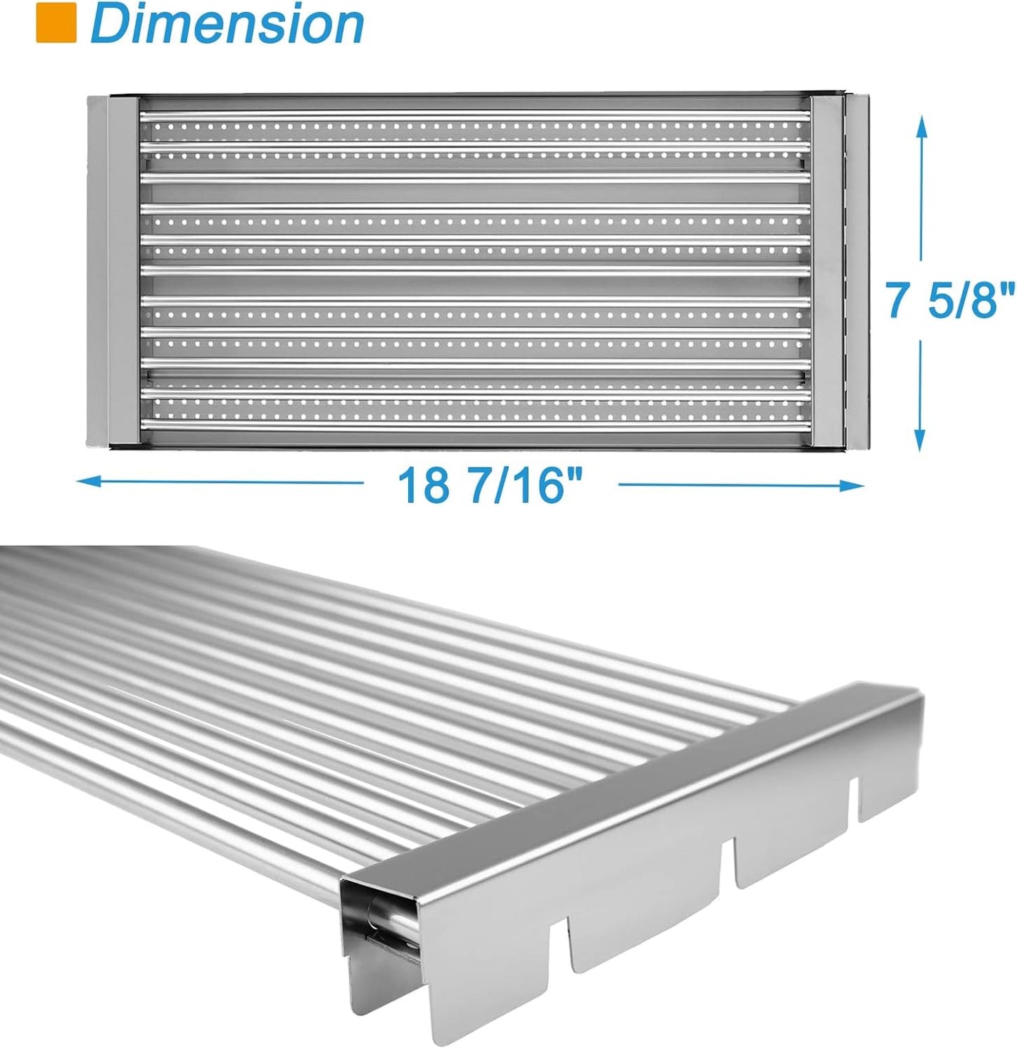 18 7/16" x 7 5/8" Stamped Stainless Steel Cooking Grate & Emitter Set for Charbroil Tru-Infrared Pre-2015 463271314 463241414 463271313 466241413 463224912 for Charbroil Grill Replacement Parts