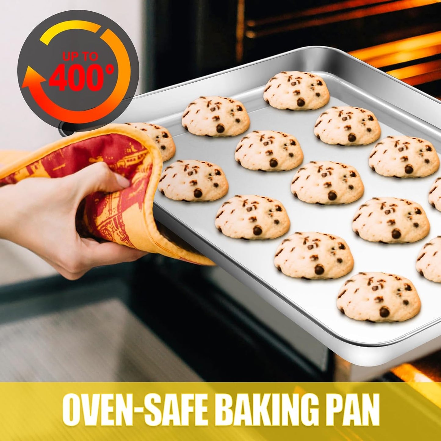 Baking Sheet, Cookie Sheet, Stainless Steel Baking Pan, 2 Piece-19.6''x 13.8'' x 1.2'', Large Sheet Pan for Oven, Baking Tray for Baking&Roasting, Nonstick&Nontoxic&Easy Clean