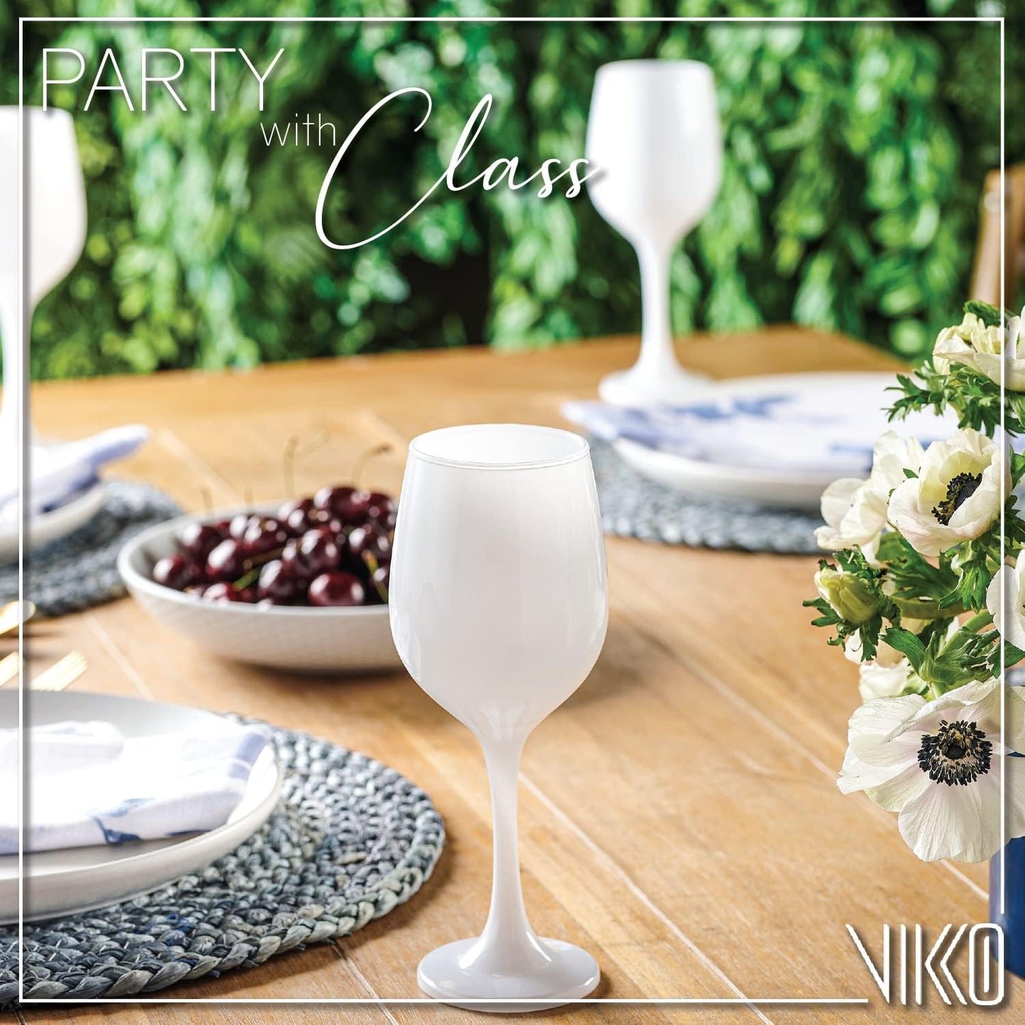 Vikko Decor Fancy White Wine Glasses, 14 Oz With Stem - Thick & Durable, Dishwasher Safe, Great For Wine Tasting - Set Of 6 Decorative Goblets