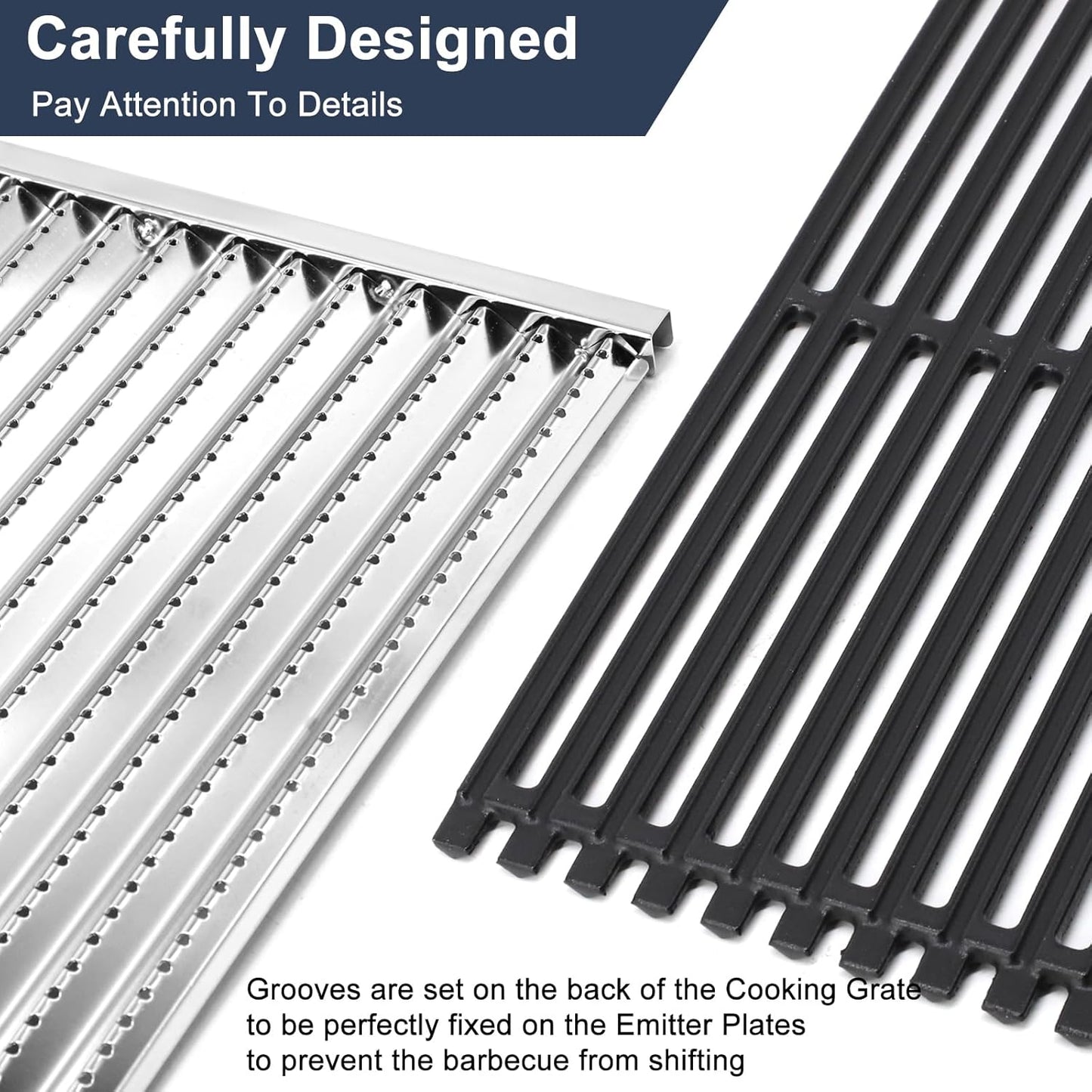 Criditpid Grill Replacement Parts for Charbroil 463242716 463257520 463242715 463276016, Cooking Grates & Grill Emitter Plates Kit for 4 Burner Charbroil Commercial Grill.