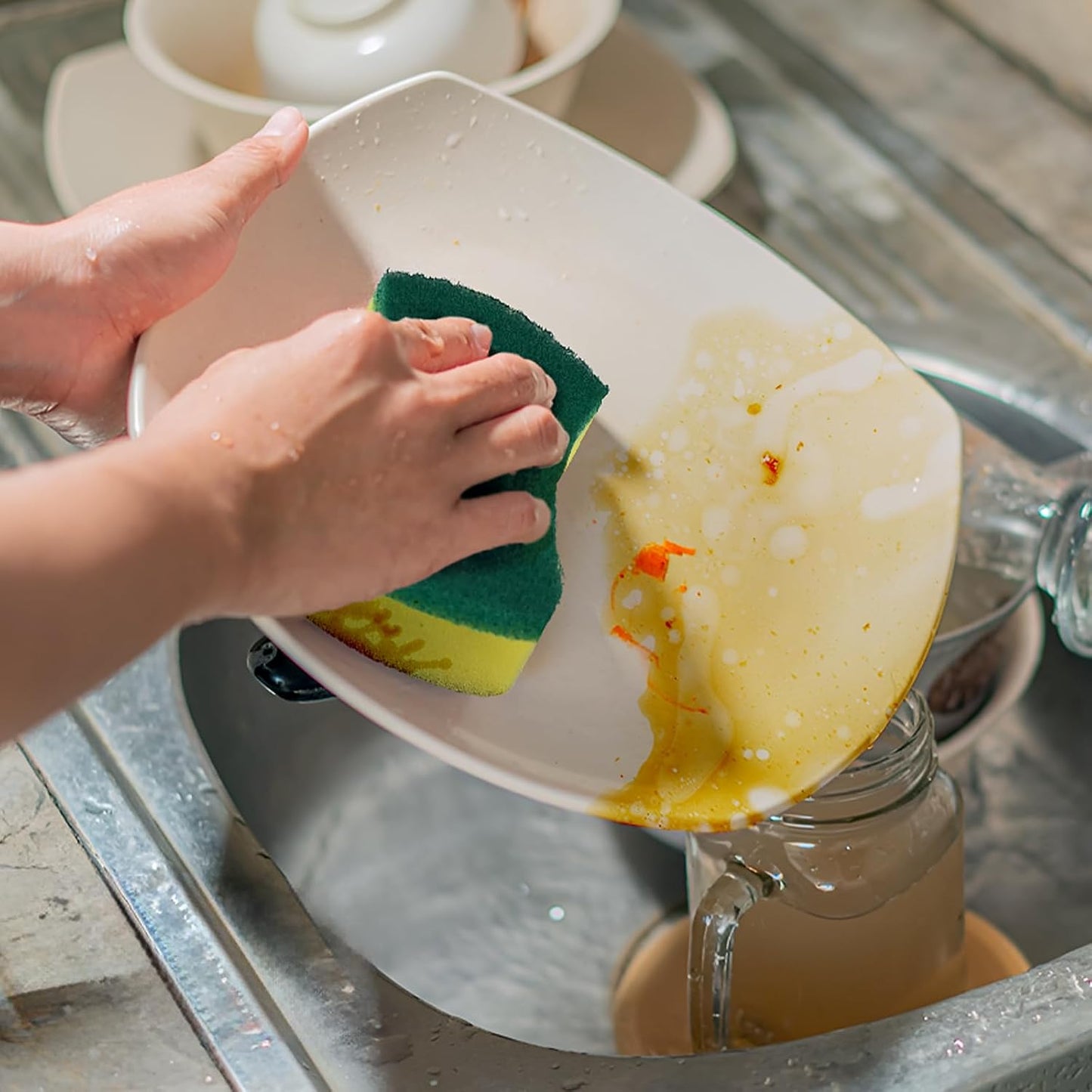 Kitchen Cleaning Sponges,96 Pack Eco Non-Scratch for Dish,Scrub Sponges