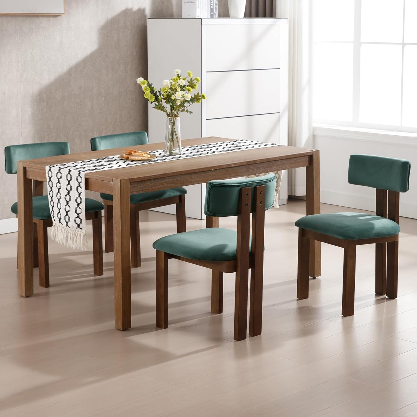 chairus Dining Chairs Set of 2 Velvet Diner Chairs Modern Wood Chairs for Kitchen and Dining Room, Green