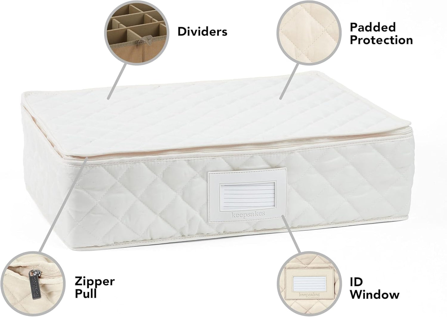 Covermates Flatware Storage - Washable and Stain Resistant, ID Window, Kitchen Storage, Cream