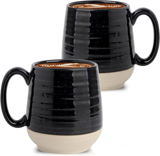 Hasense Coffee Mugs Set of 2, 20 oz Coffee Cups Ceramic, Big Tea Cup with Comfortable Handle, Black Coffee Mug Set for Office and Home, Ideal for Latte Soup Tea Mike, Dishwasher Microwave Safe