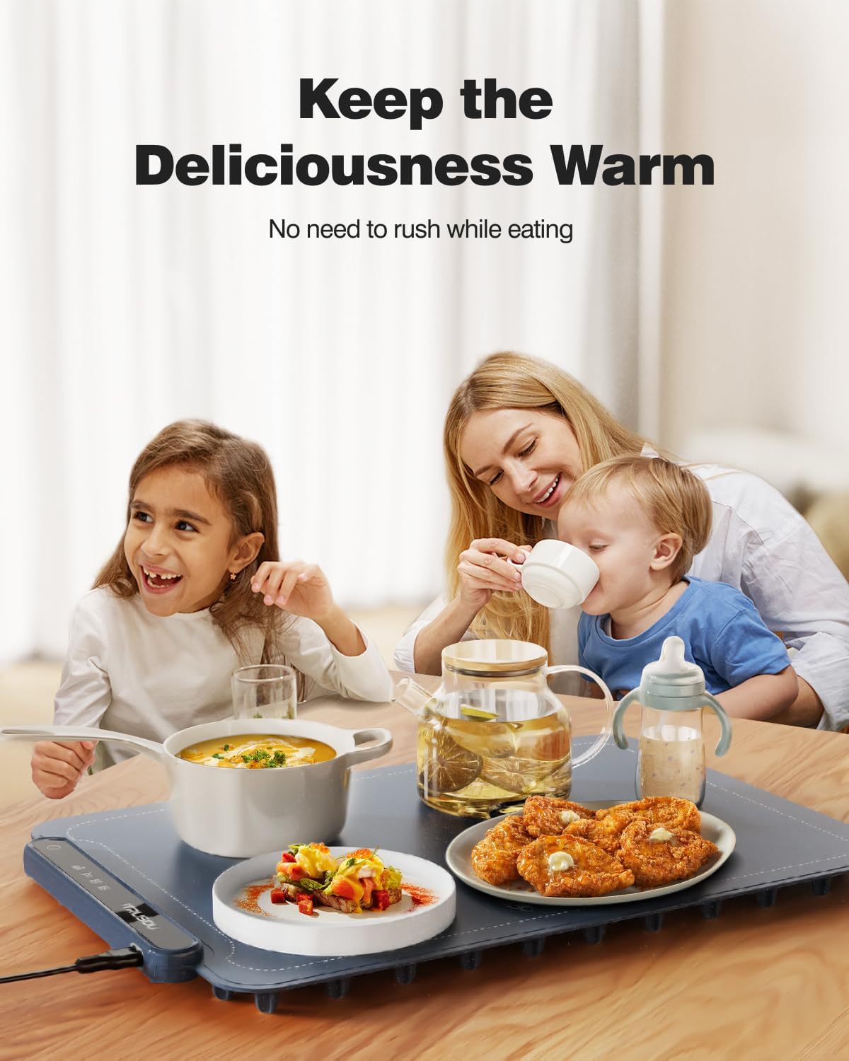 Food Warming Mat, iTRUSOU Electric Warming Tray Full Surface Heating to Keep Food Warm or Thawing, Versatile Food Warmer with 3 Temperature Setting for Parties Buffets Gatherings Holidays Daily Use