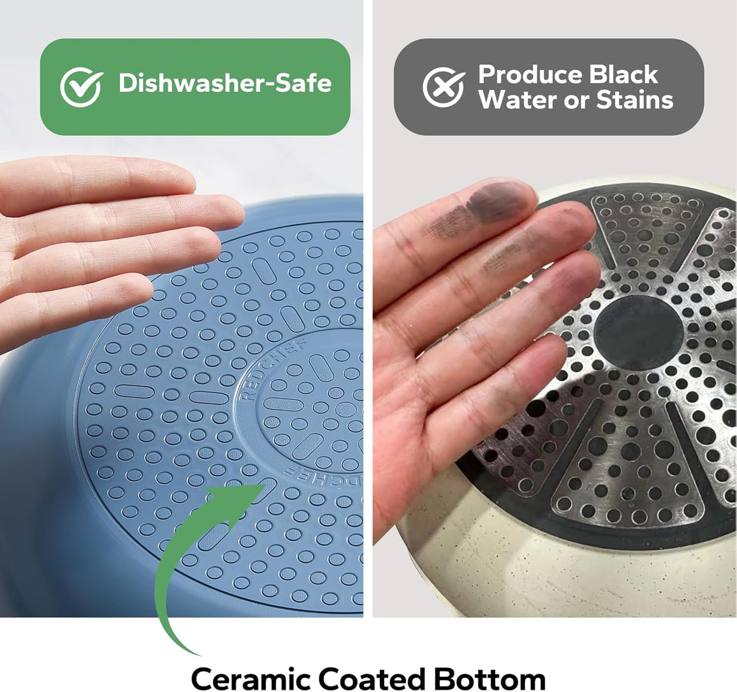 Redchef Ceramic Non Stick Egg Pans, Nonstick Frying Pan Skillet, 8 inch Cooking Pan Non Toxic with Stay Cool Handle for Induction, PTFE & PFAS & PFOA Free, Dishwasher/Oven Safe (Blue)