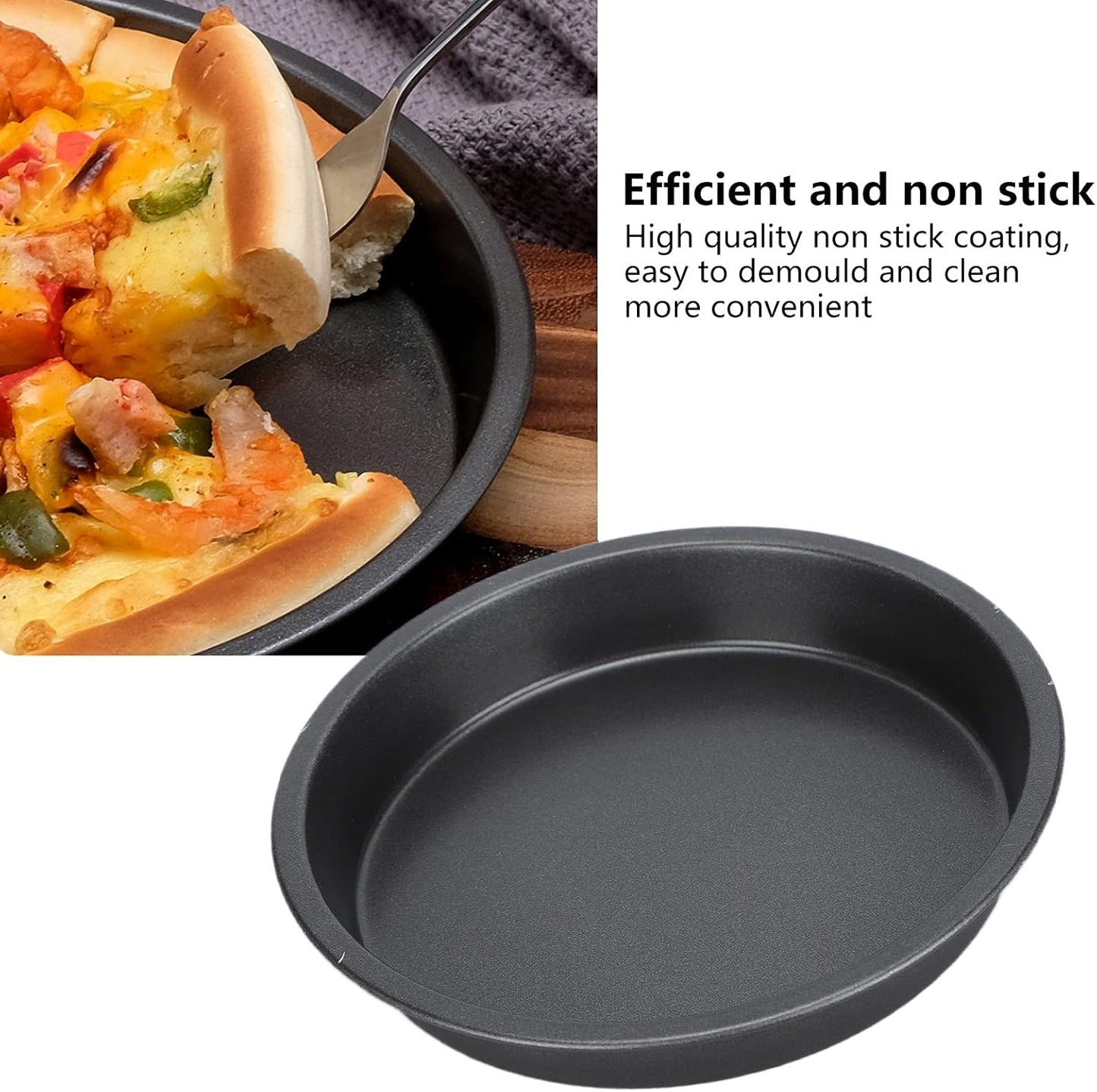 2Pcs Pizza Pan, 6in/9in/10in/12in Deep Dish Round Pizza Pan for Oven, Non Stick Thickened Carbon Steel Baking Pan for Home Kitchen, Dishwasher Safe(6in)
