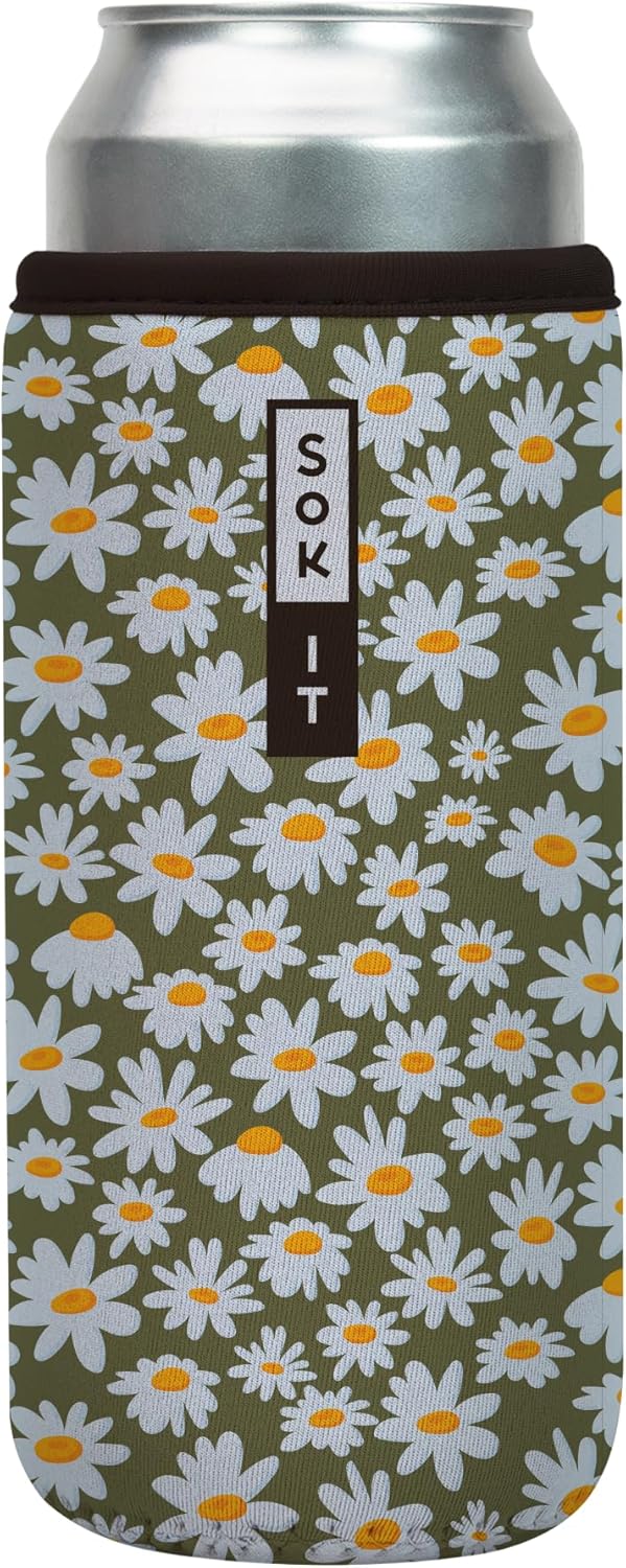 Sok It CanSok Sleeve for Beer & Soda Insulated Neoprene Cover (Chamomile China, 25oz Can Sleeve)