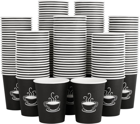360 Pack 8 oz Paper Coffee Cups, Disposable Black Paper Cups for Hot Beverage, Drinking Water, Used for Cafes, Offices and Events