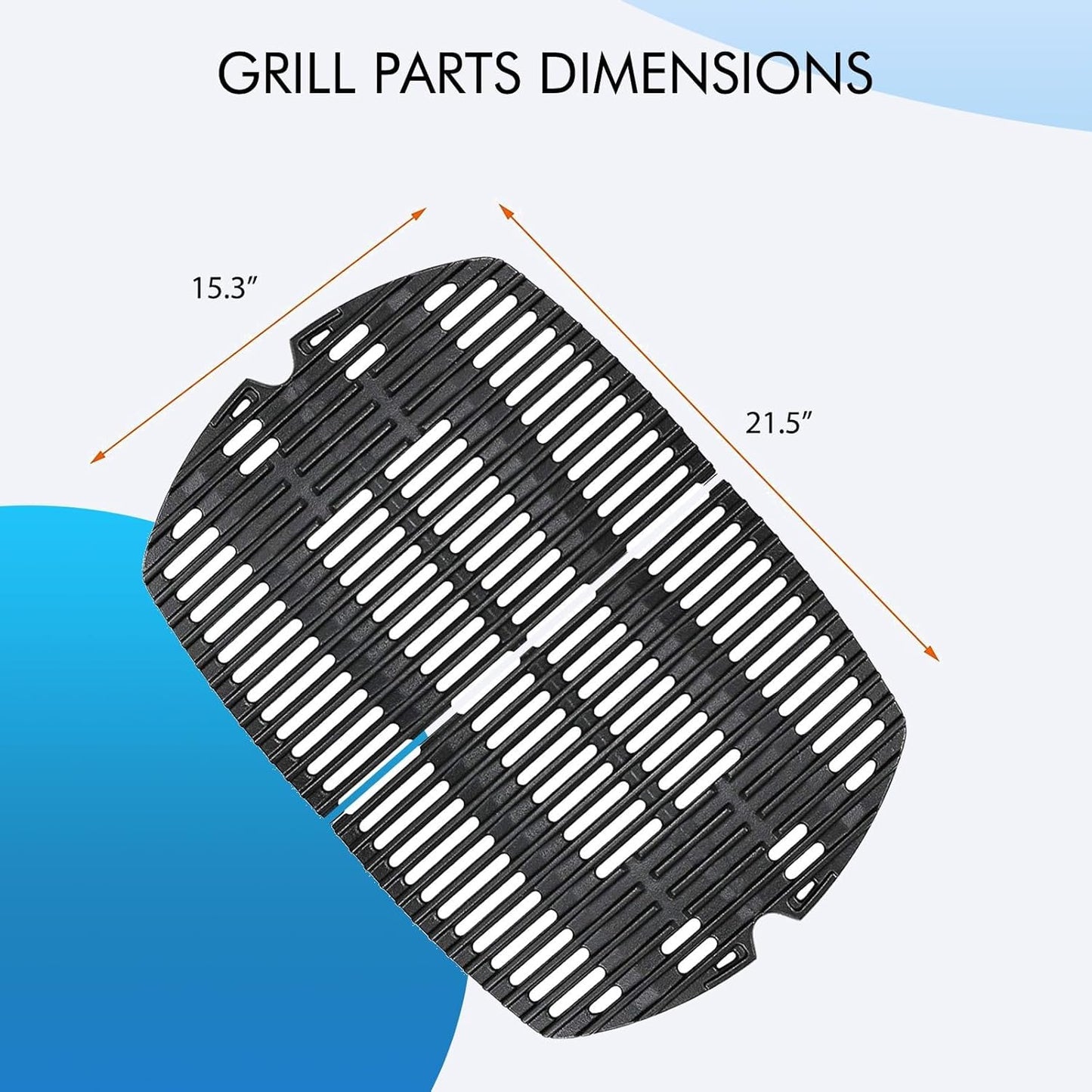 Shengyongh CC7645 (2-Pack) 21.5 x 15.3 inches Cast Iron Cooking Grid Grates Replacement for Weber Q200 Series, Q2000 Series, Q2200, Q2400, 53060001 Grill Models, Replacement for Weber 7645